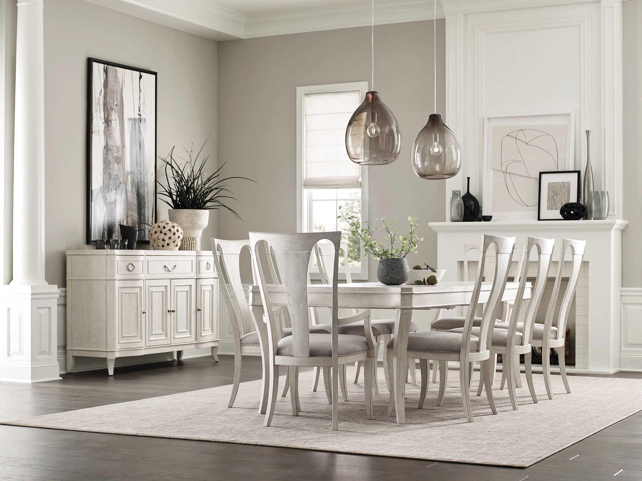 American Drew Harmony Carissa Rectangular Wood Eggshell Dining Table