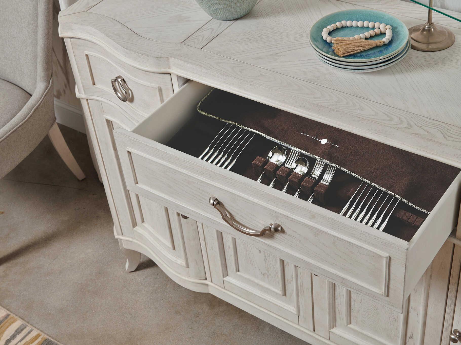 American Drew Harmony Emelie 64" Oak Wood Eggshell Sideboard