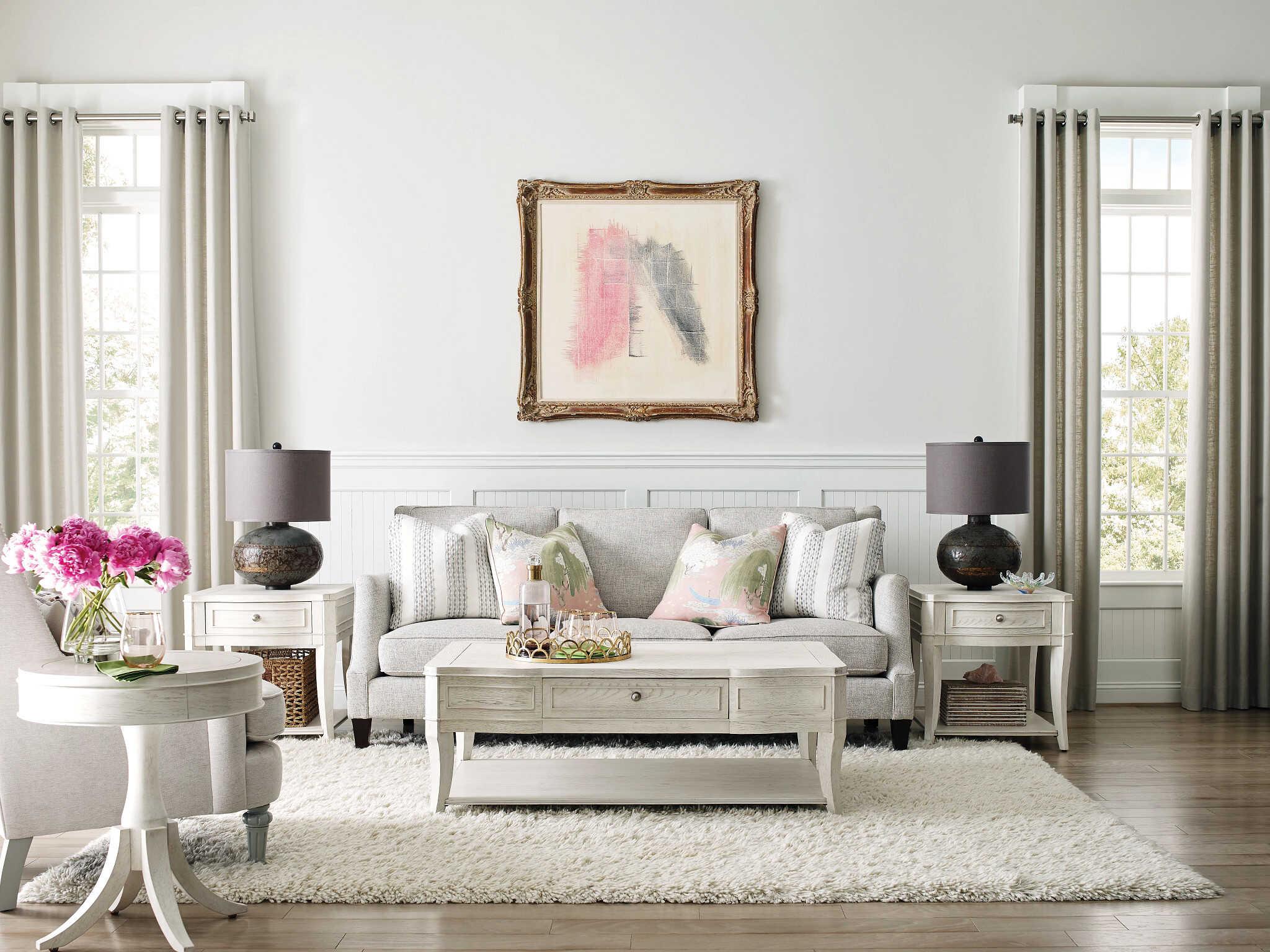 American Drew Harmony Talia Rectangular Wood Eggshell Coffee Table