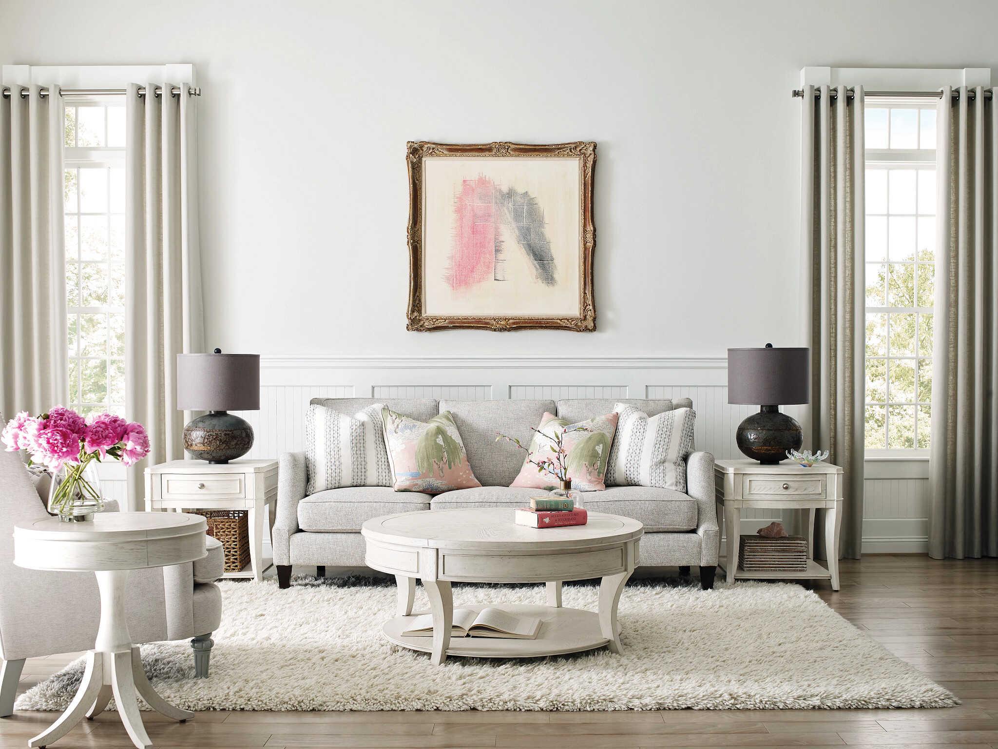 American Drew Harmony Marcella Round Wood Eggshell Coffee Table