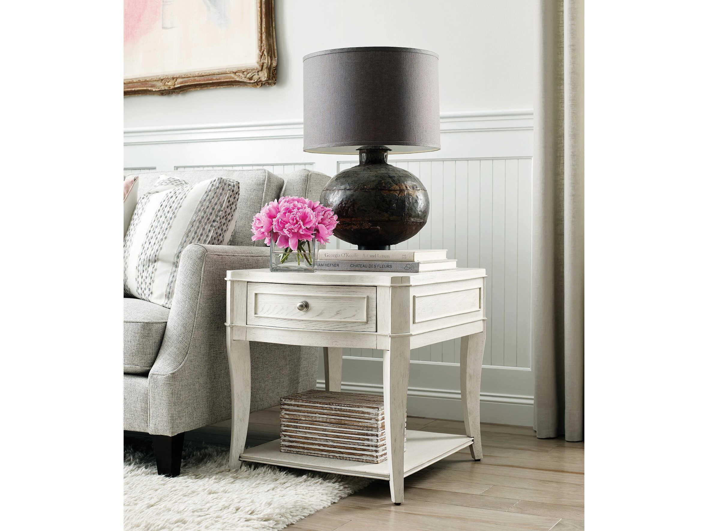 American Drew Harmony Talia Rectangular Wood Eggshell End Table