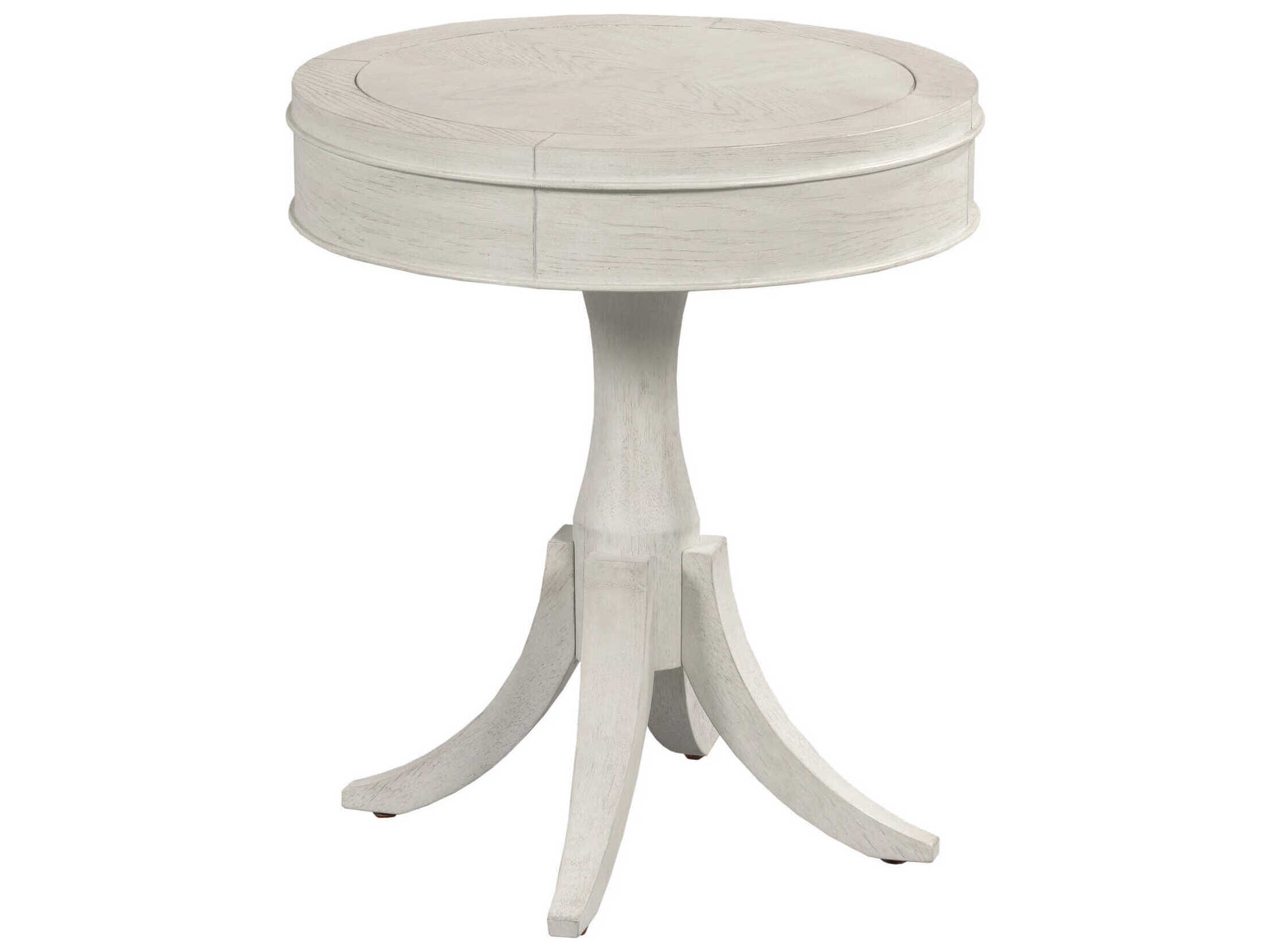 American Drew Harmony Marcella Round Wood Eggshell End Table