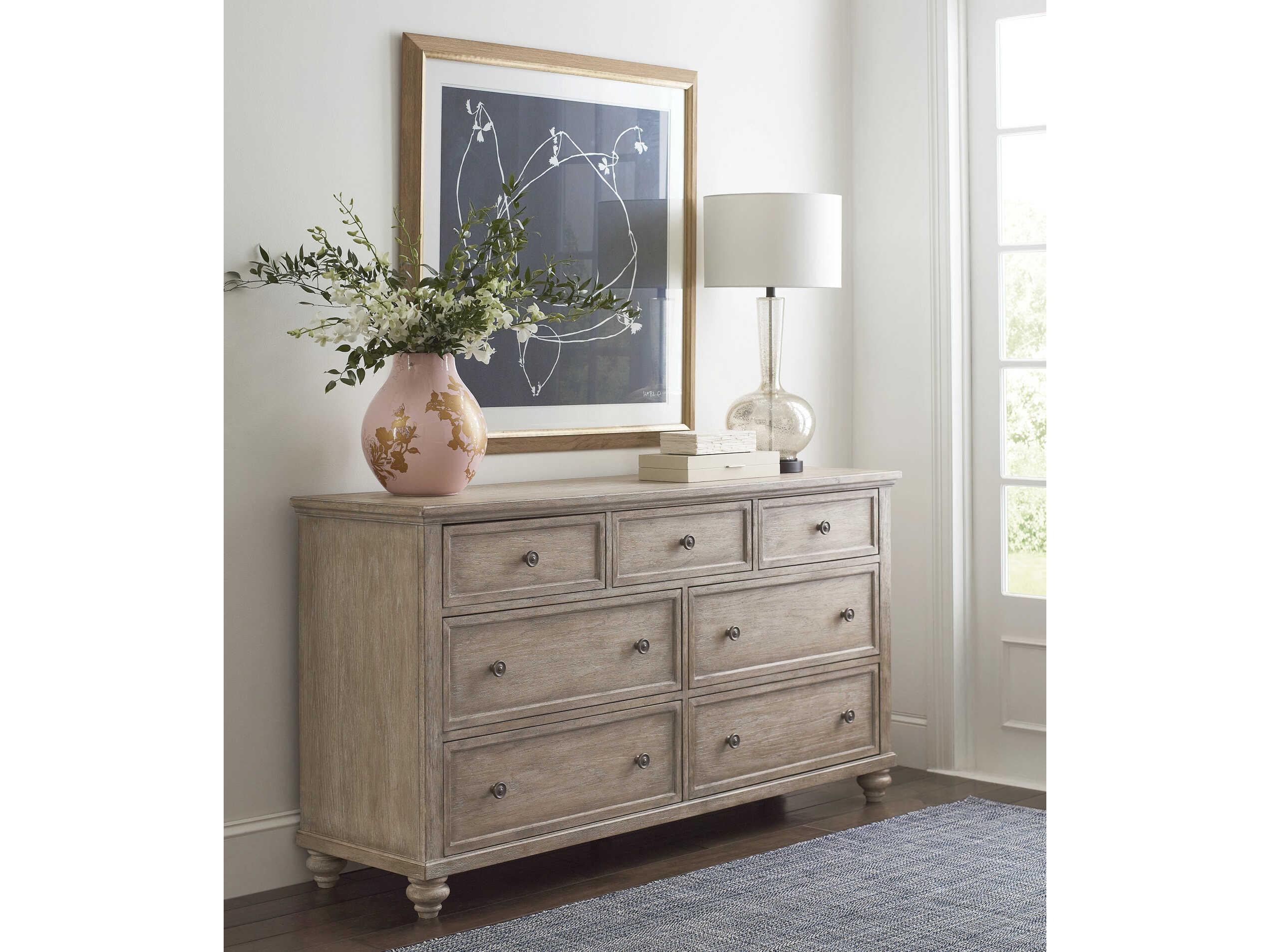 American Drew Cambric Miriam 7-Drawers Beige Hardwood Double Dresser