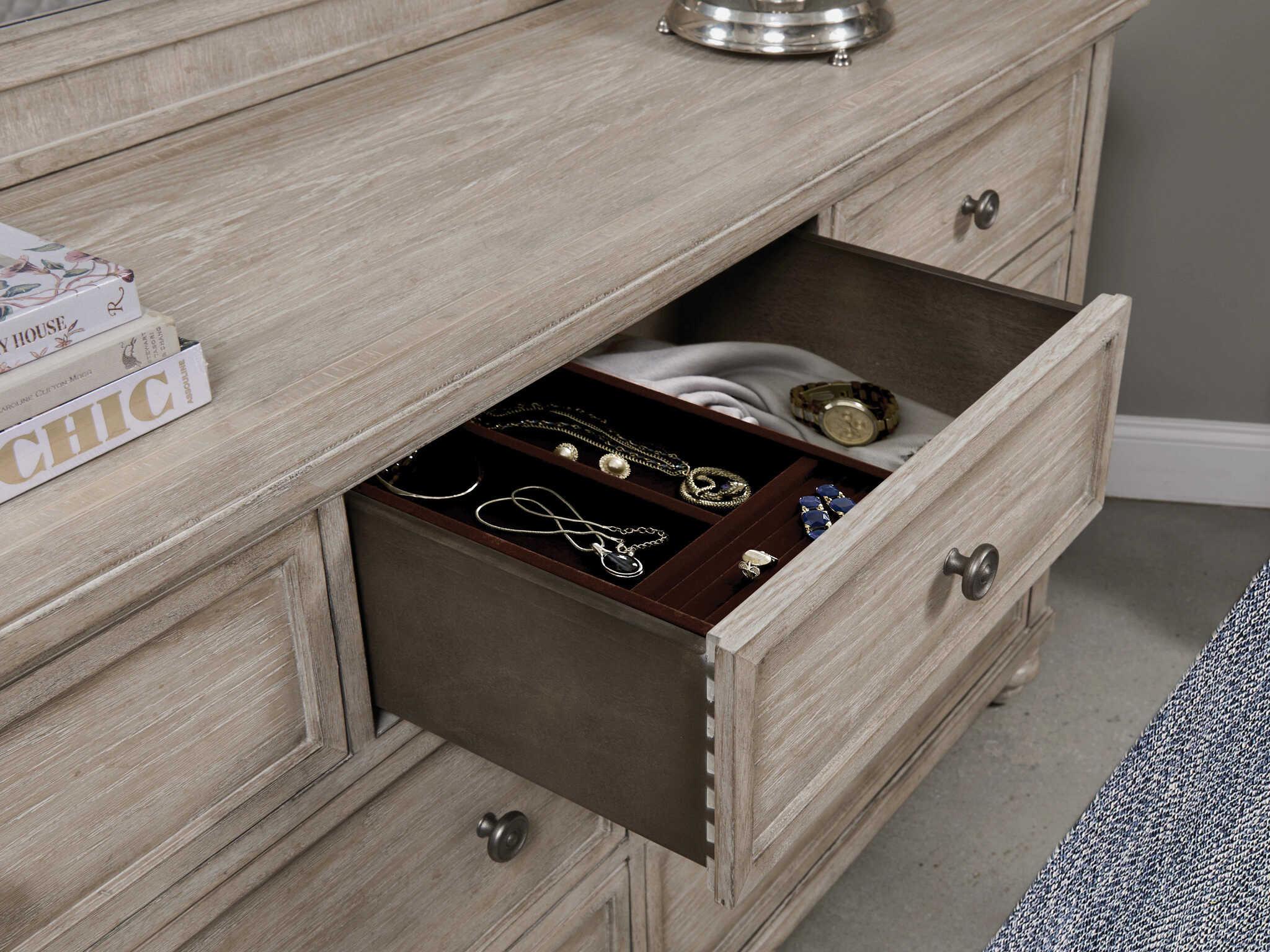 American Drew Cambric Miriam 7-Drawers Beige Hardwood Double Dresser