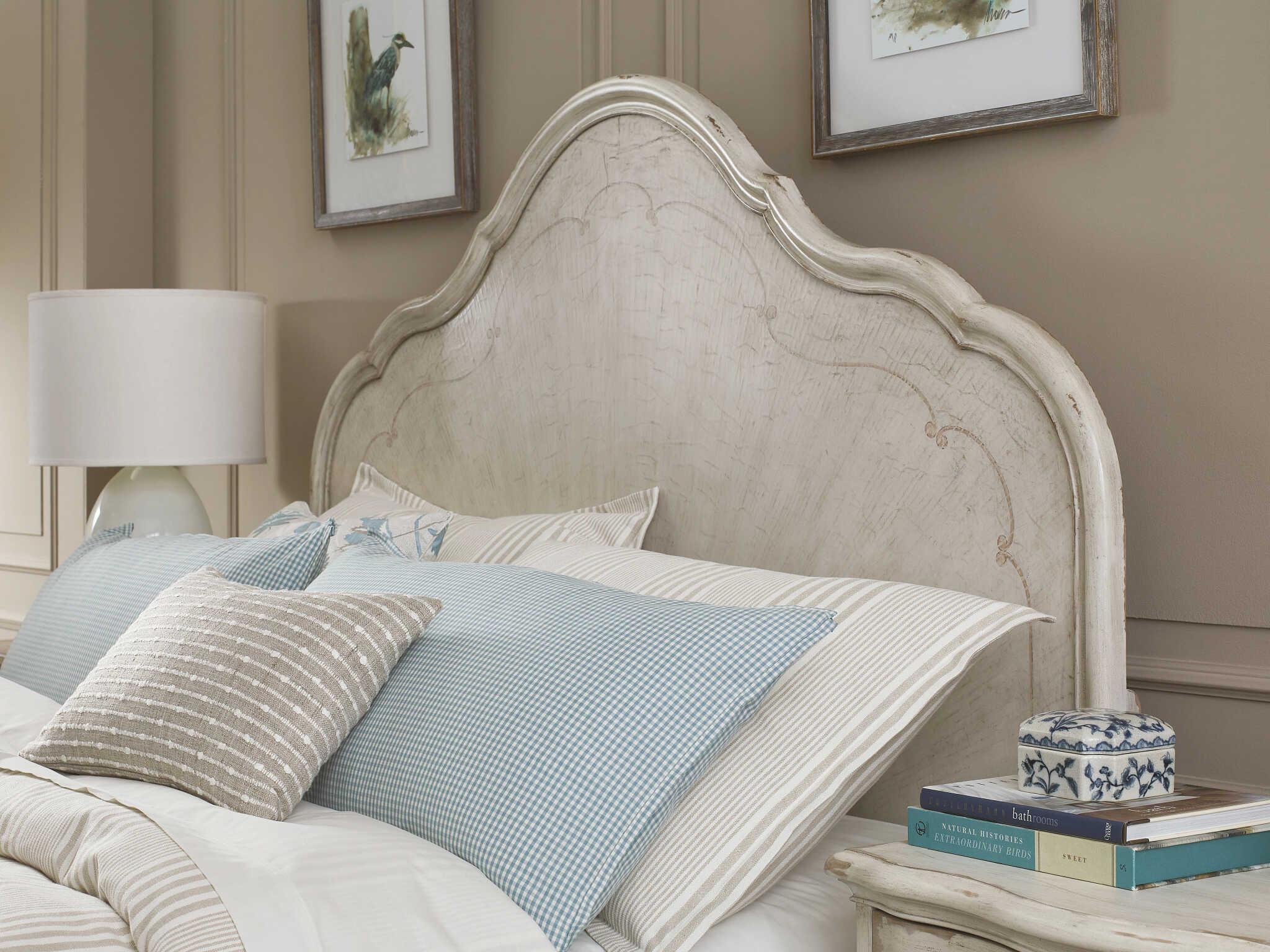 American Drew Cambric Vignette Creme White Oak Wood Queen Panel Bed