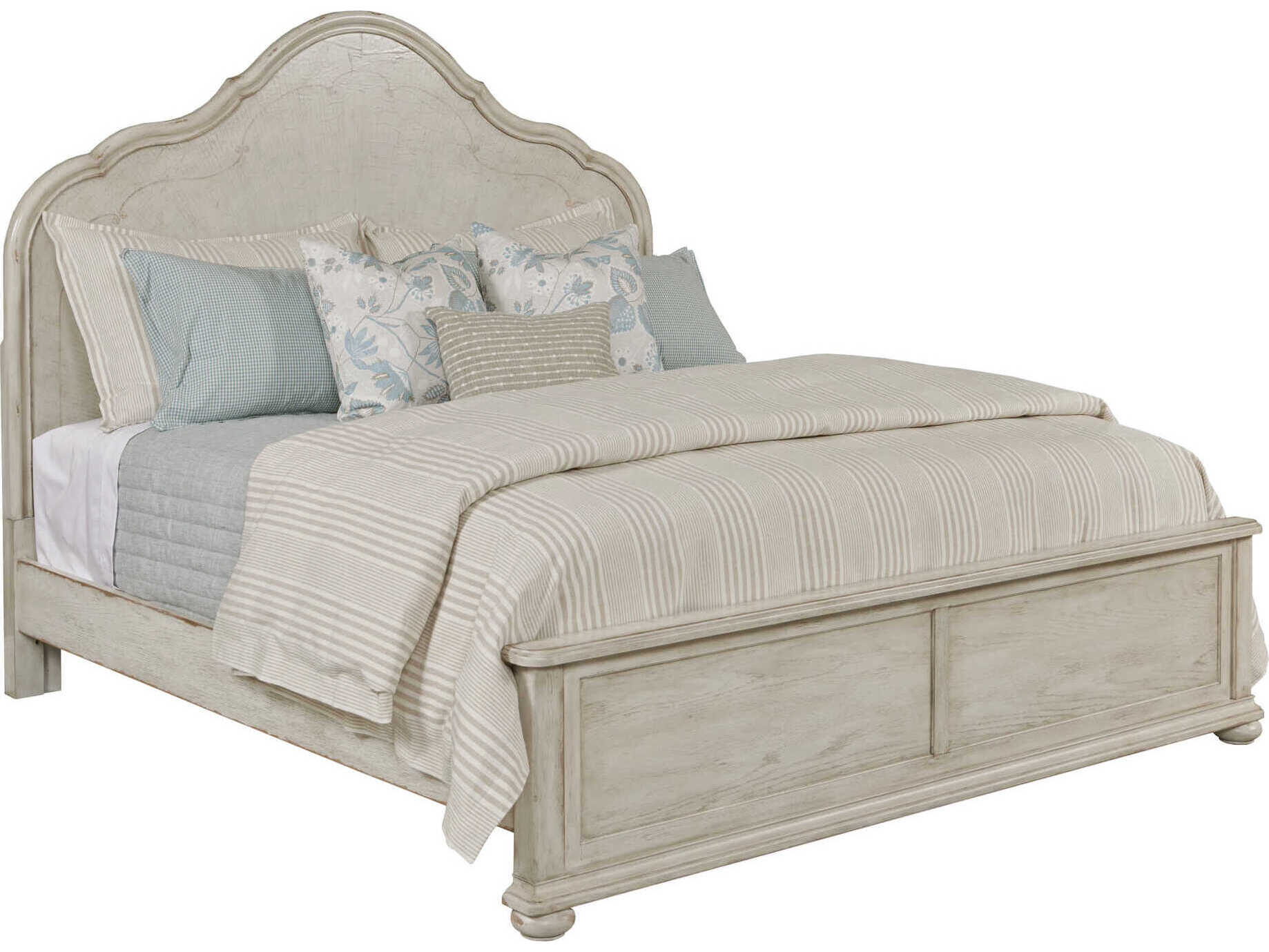 American Drew Cambric Vignette Creme White Oak Wood King Panel Bed