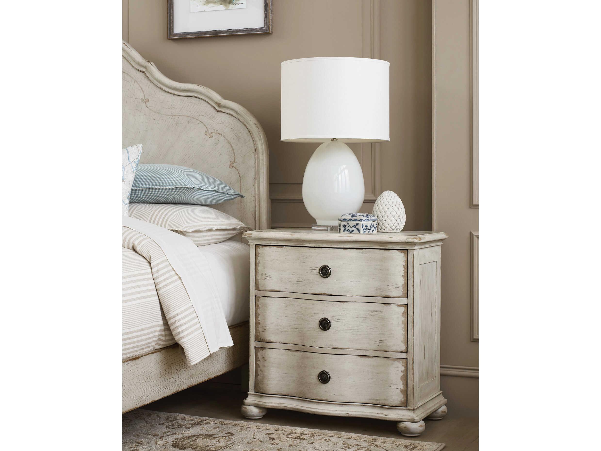 American Drew Cambric Helene 3-Drawers White Oak Wood Nightstand