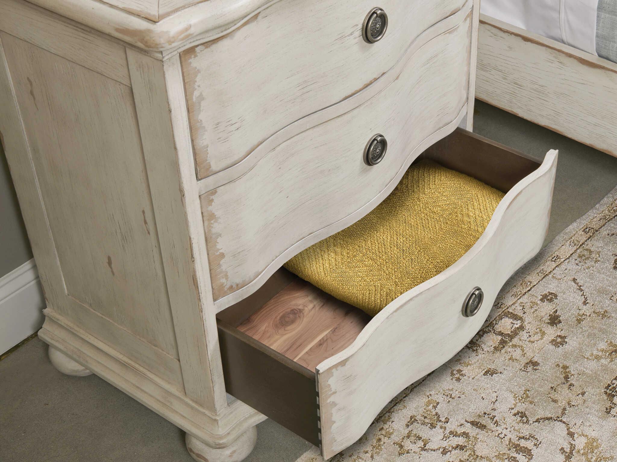 American Drew Cambric Helene 3-Drawers White Oak Wood Nightstand