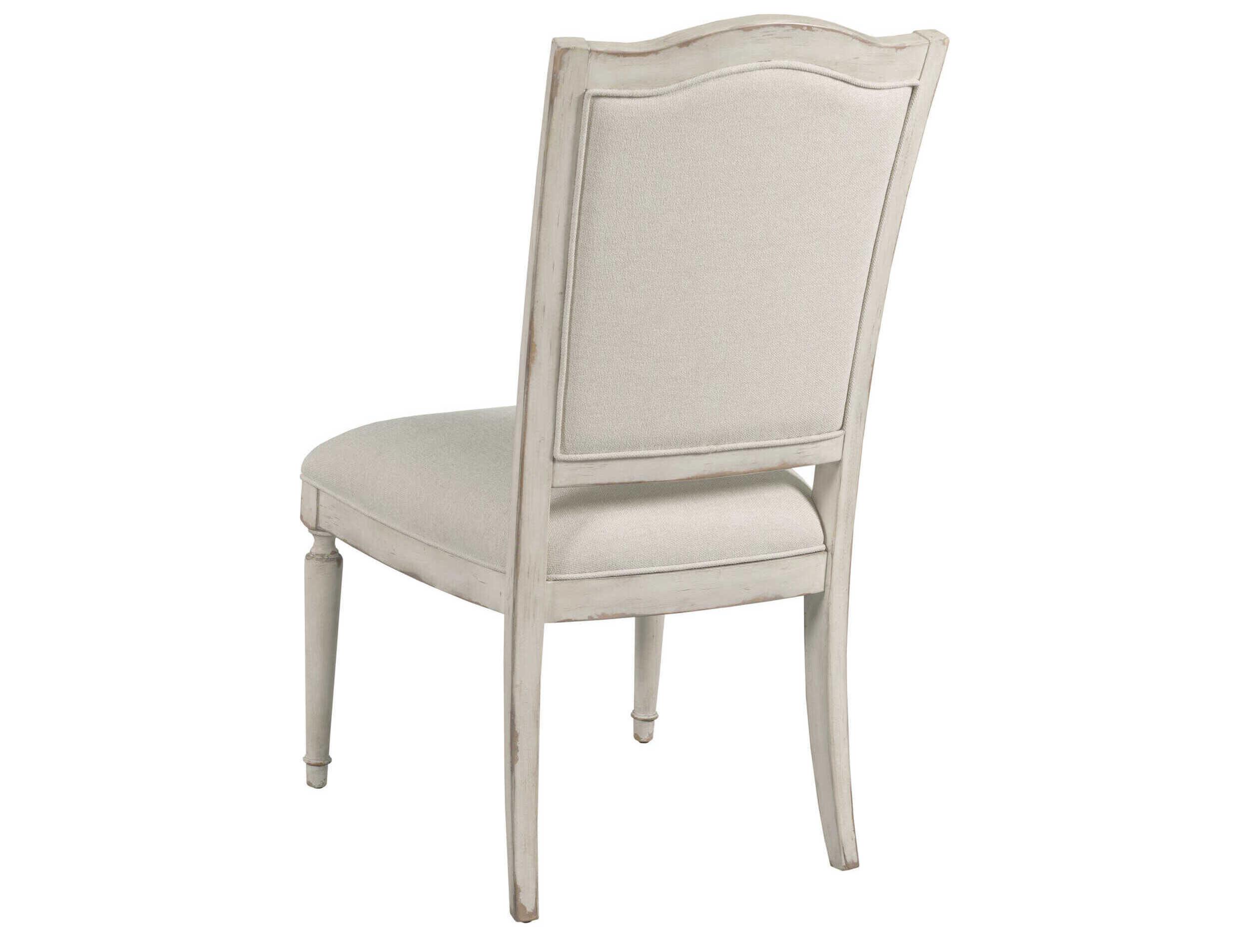 American Drew Cambric Daniella Oak Wood White Upholstered Armless Dining Chair