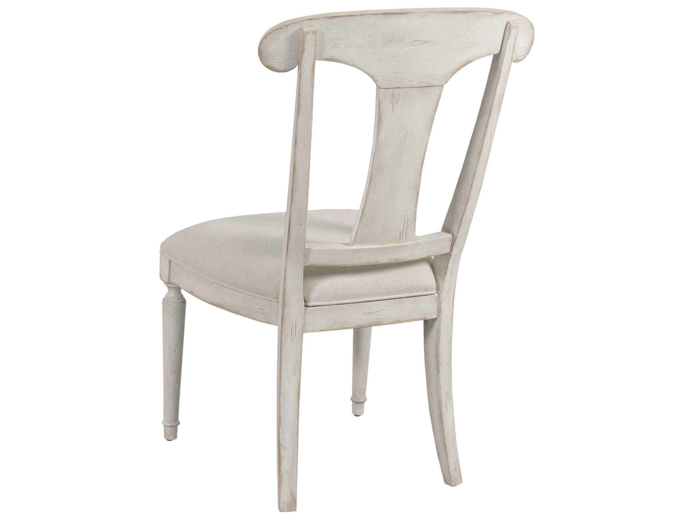 American Drew Cambric Maeve Hardwood White Upholstered Armless Dining Chair