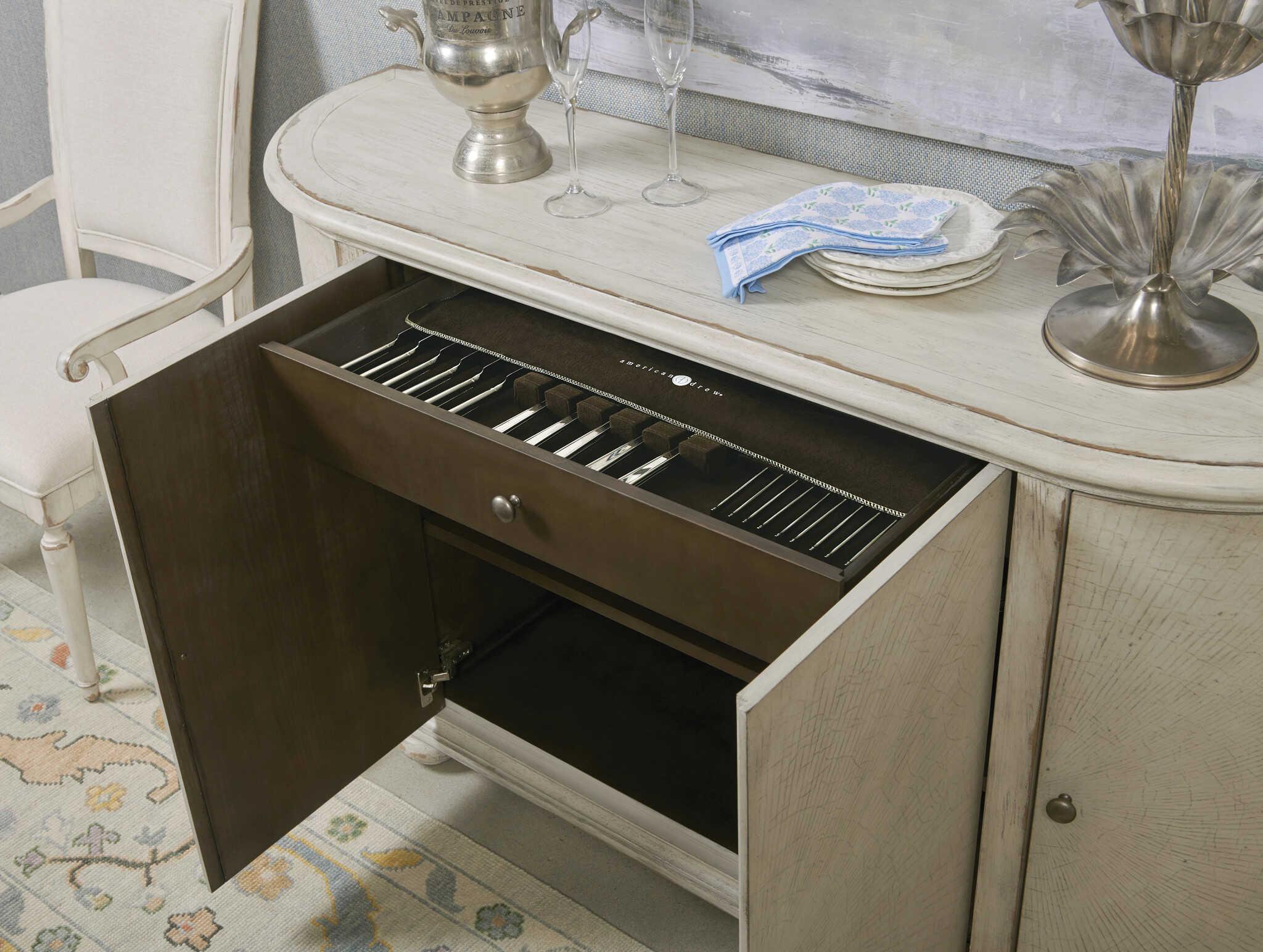 American Drew Cambric Picard 66" Oak Wood Creme Sideboard