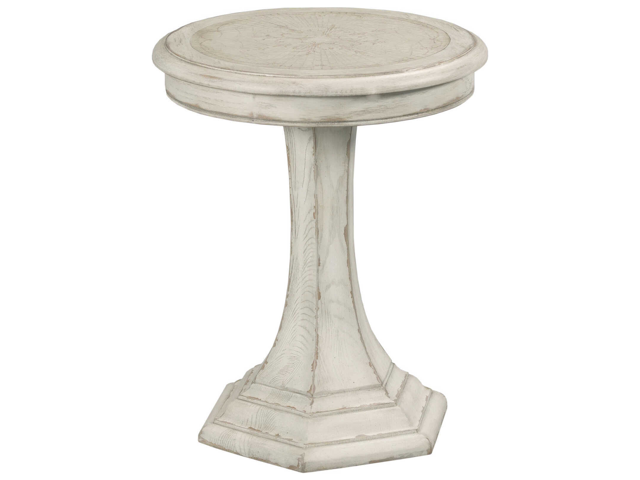 American Drew Cambric Civette Round Wood Creme End Table