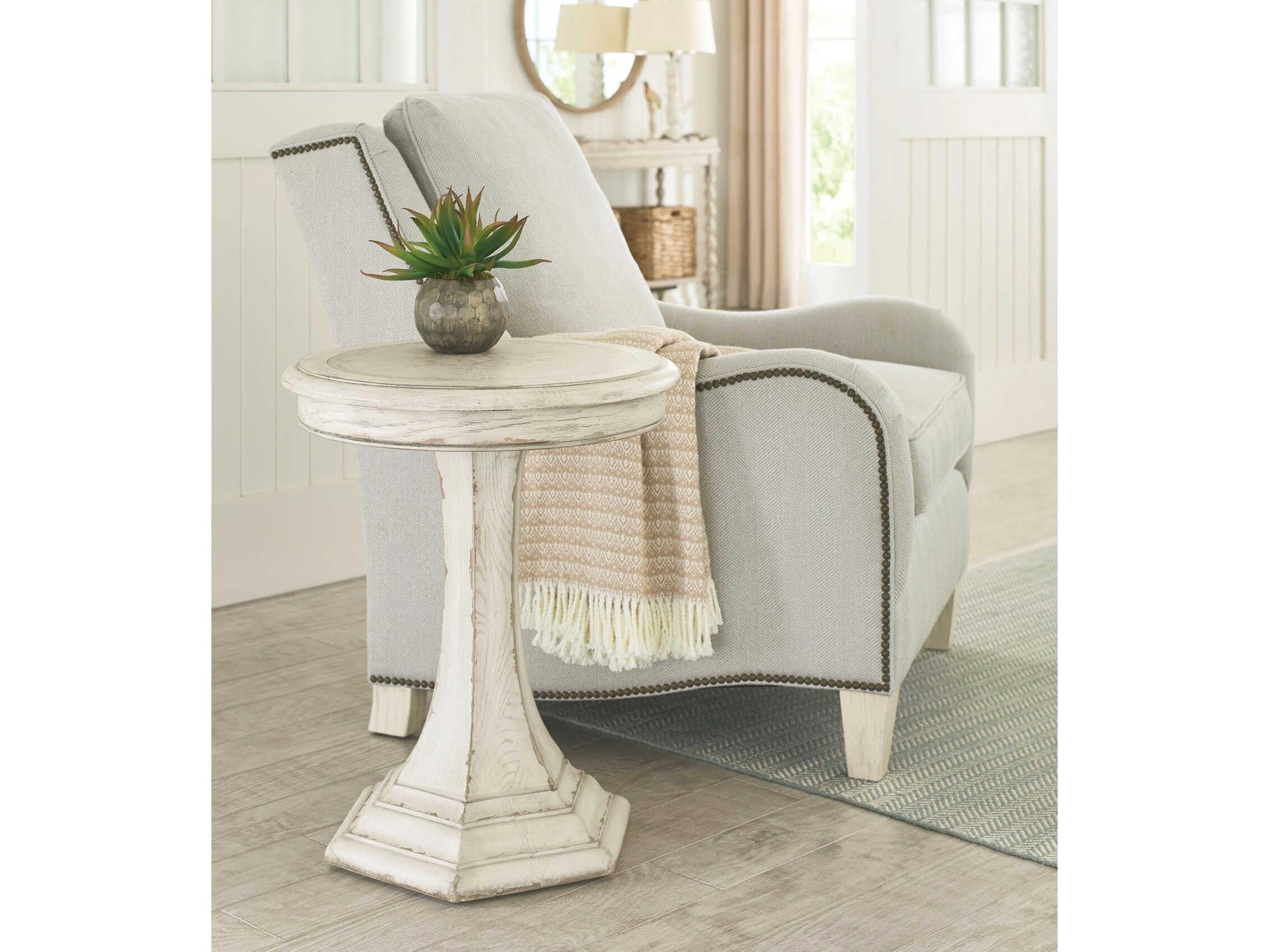 American Drew Cambric Civette Round Wood Creme End Table