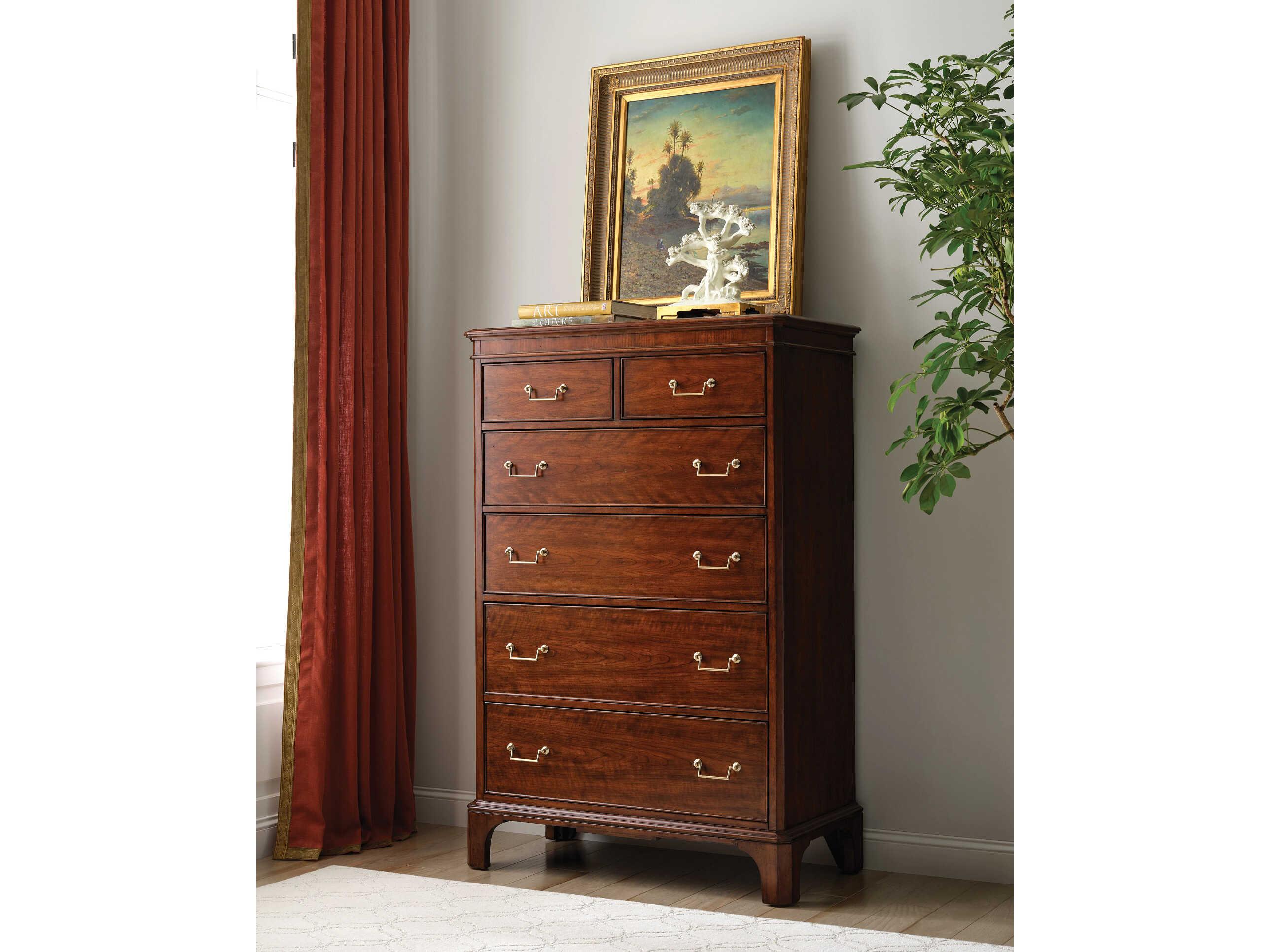 American Drew Addison Andover 6-Drawers Brown Solid Wood Dresser