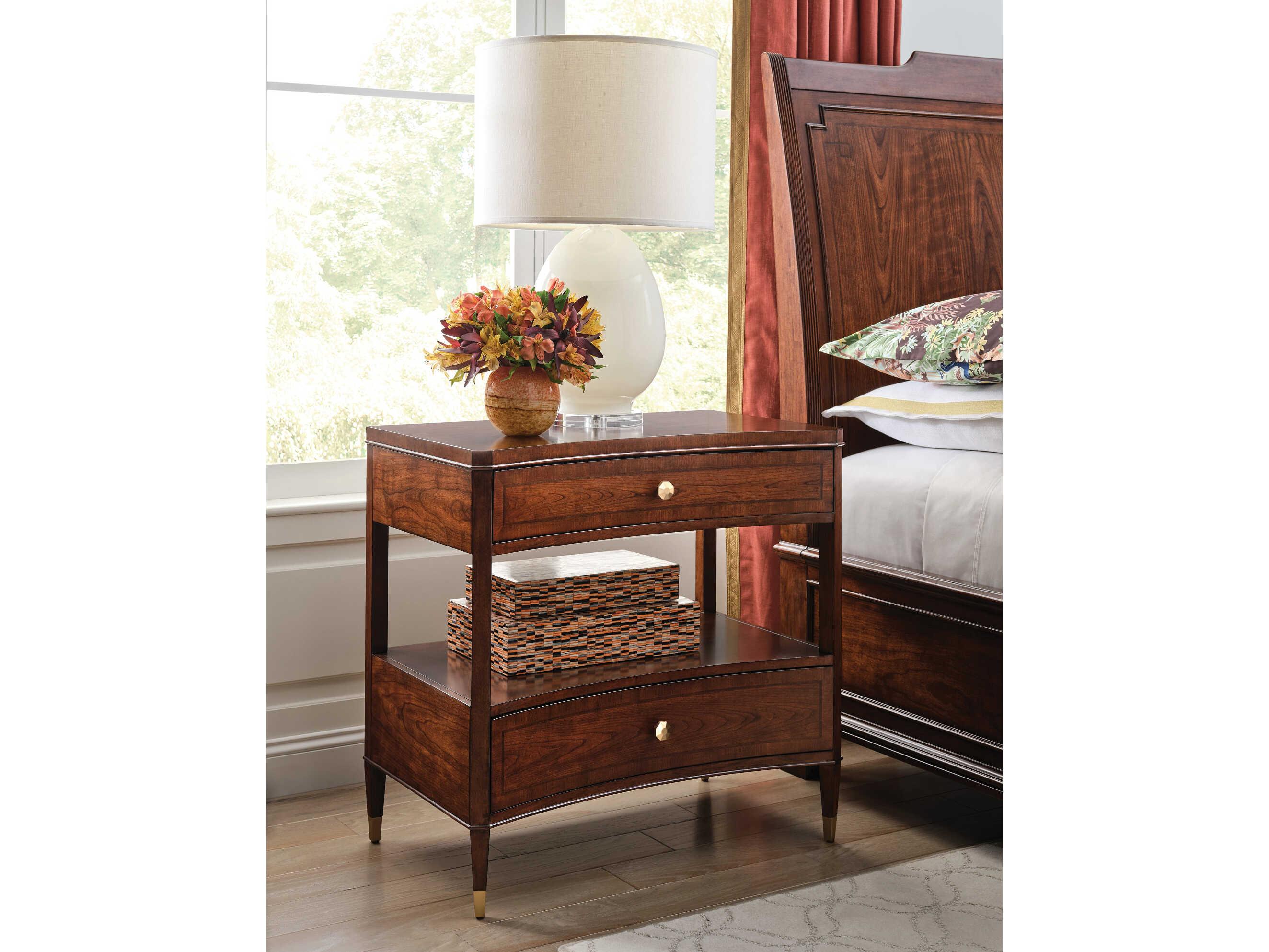 American Drew Addison Julian 2-Drawers Brown Solid Wood Nightstand