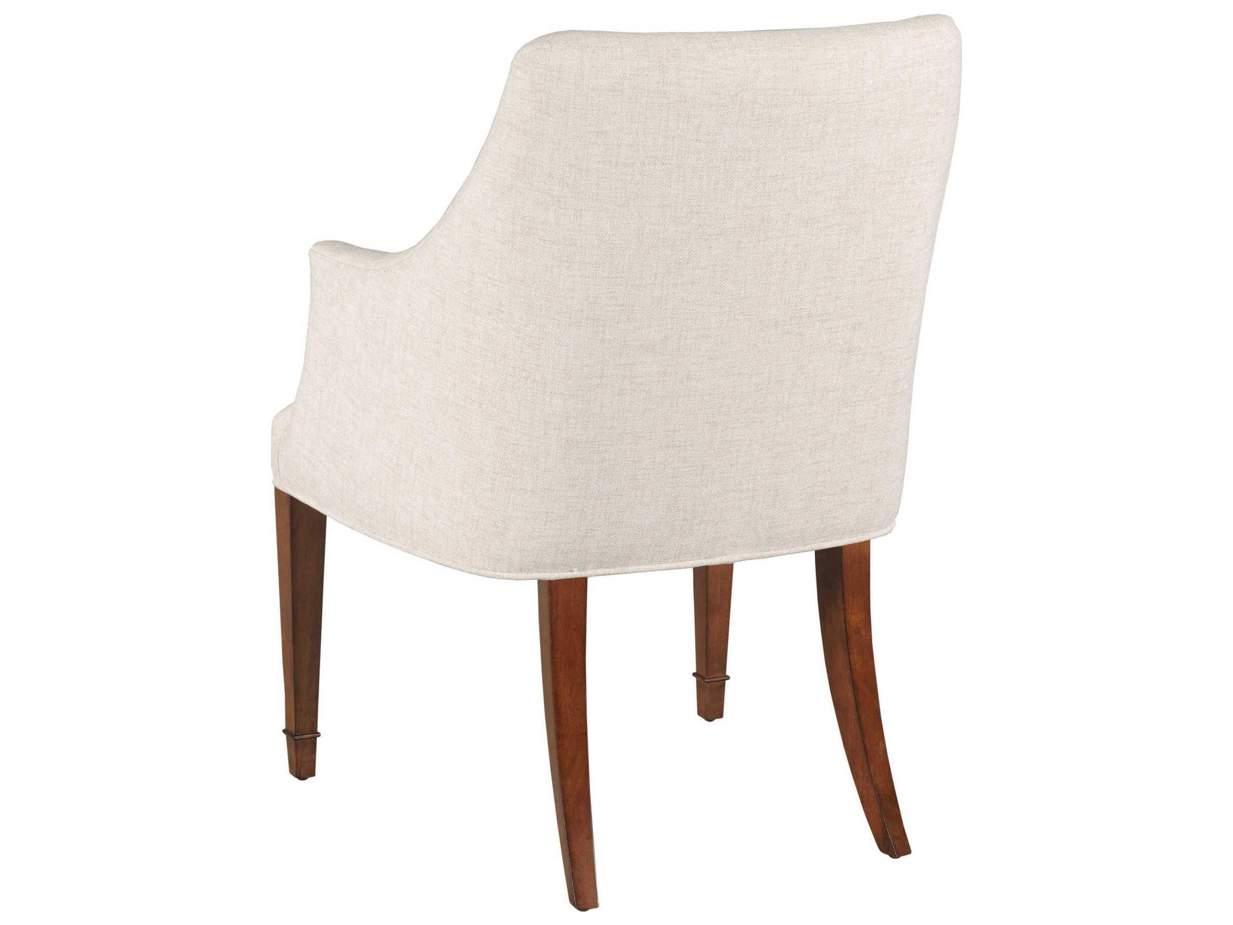 American Drew Addison Noell Solid Wood Beige Upholstered Arm Dining Chair