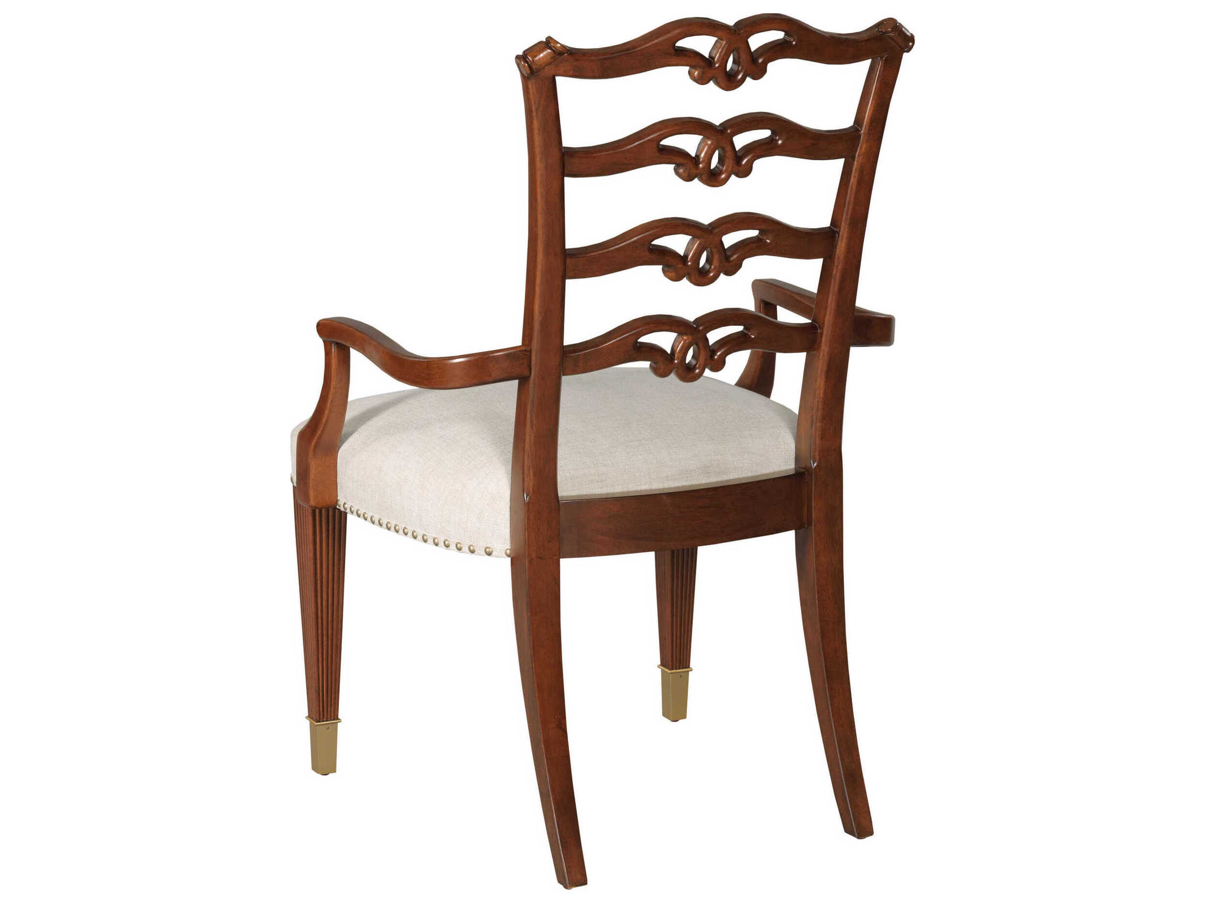 American Drew Addison Bartley Solid Wood Beige Upholstered Arm Dining Chair