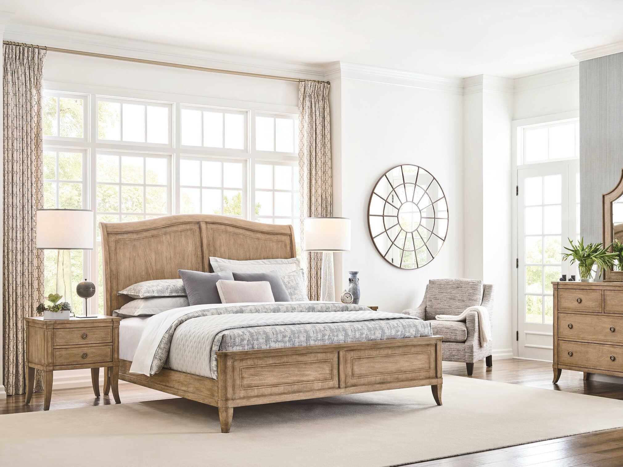 American Drew Chastain Cadence Brown Elm Wood King Sleigh Bed