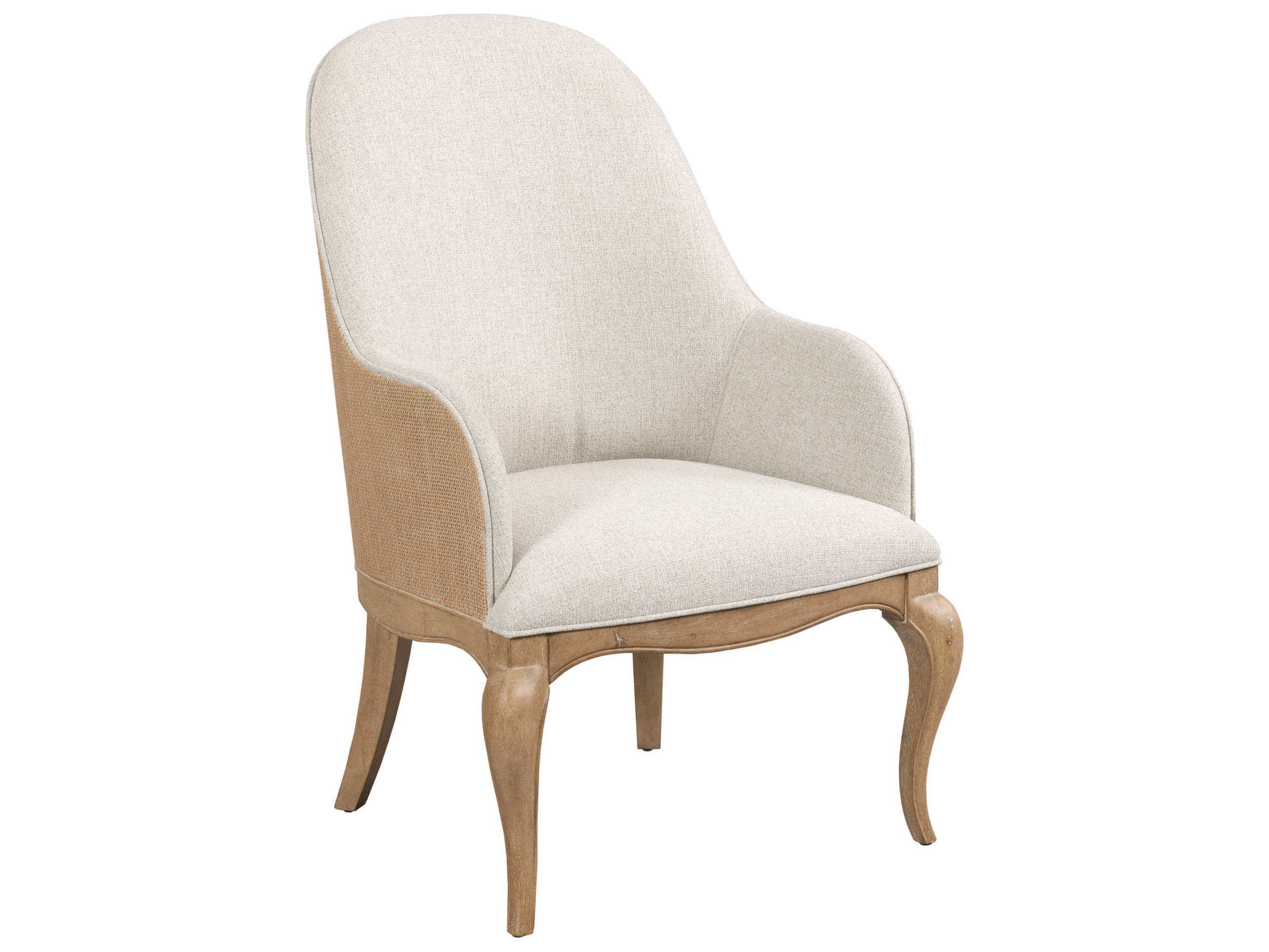 American Drew Chastain Medford Solid Wood Brown Upholstered Arm Dining Chair