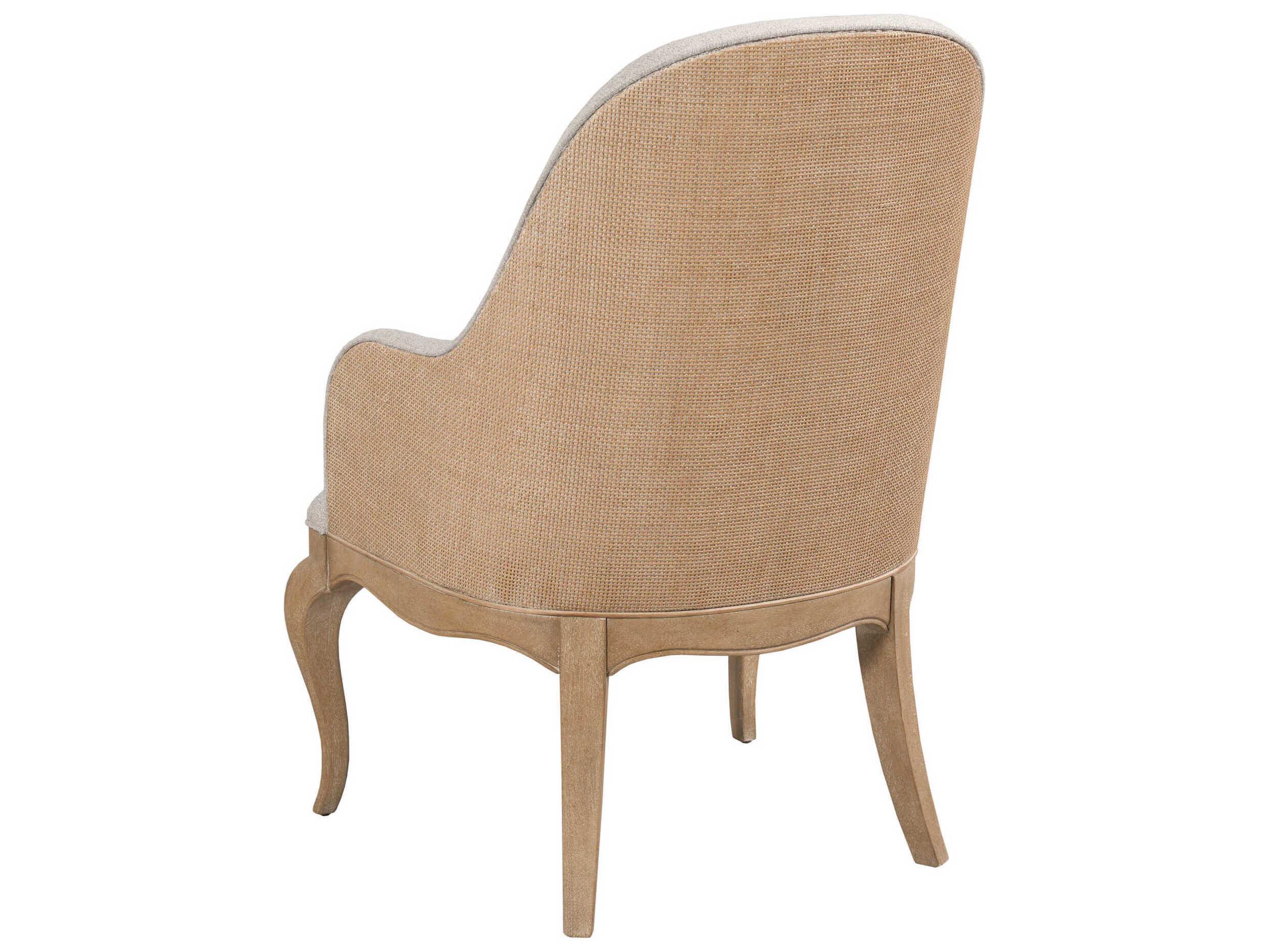 American Drew Chastain Medford Solid Wood Brown Upholstered Arm Dining Chair