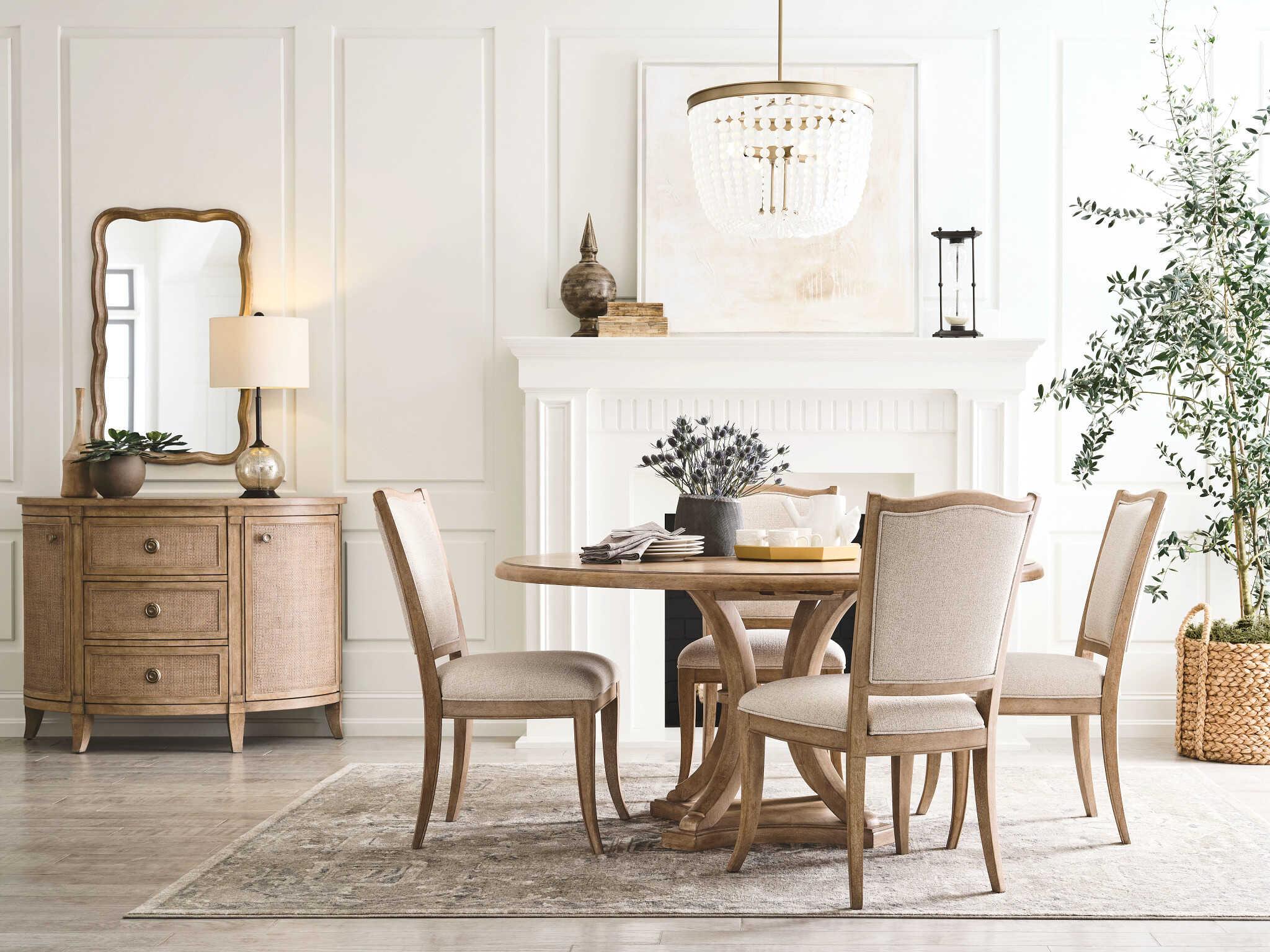 American Drew Chastain Weybridge Solid Wood Brown Upholstered Armless Dining Chair