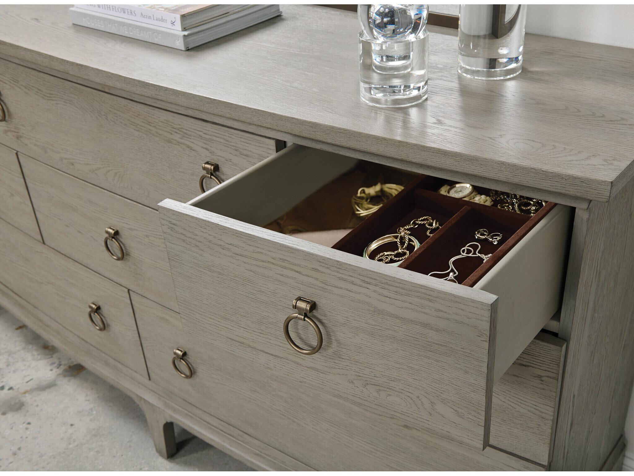 American Drew Milan Gray Oak Wood Double Dresser