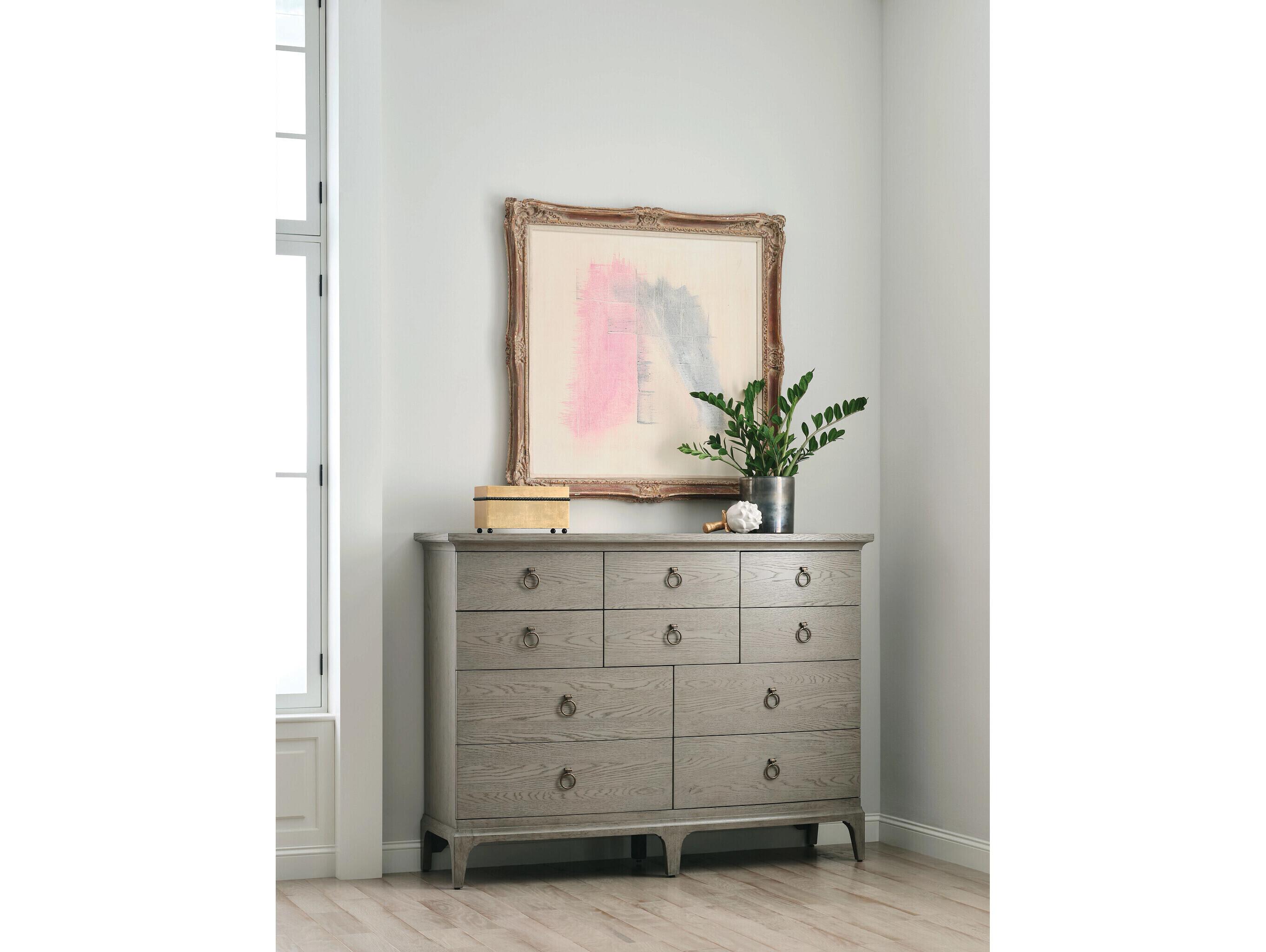 American Drew Milan Gray Oak Wood Double Dresser