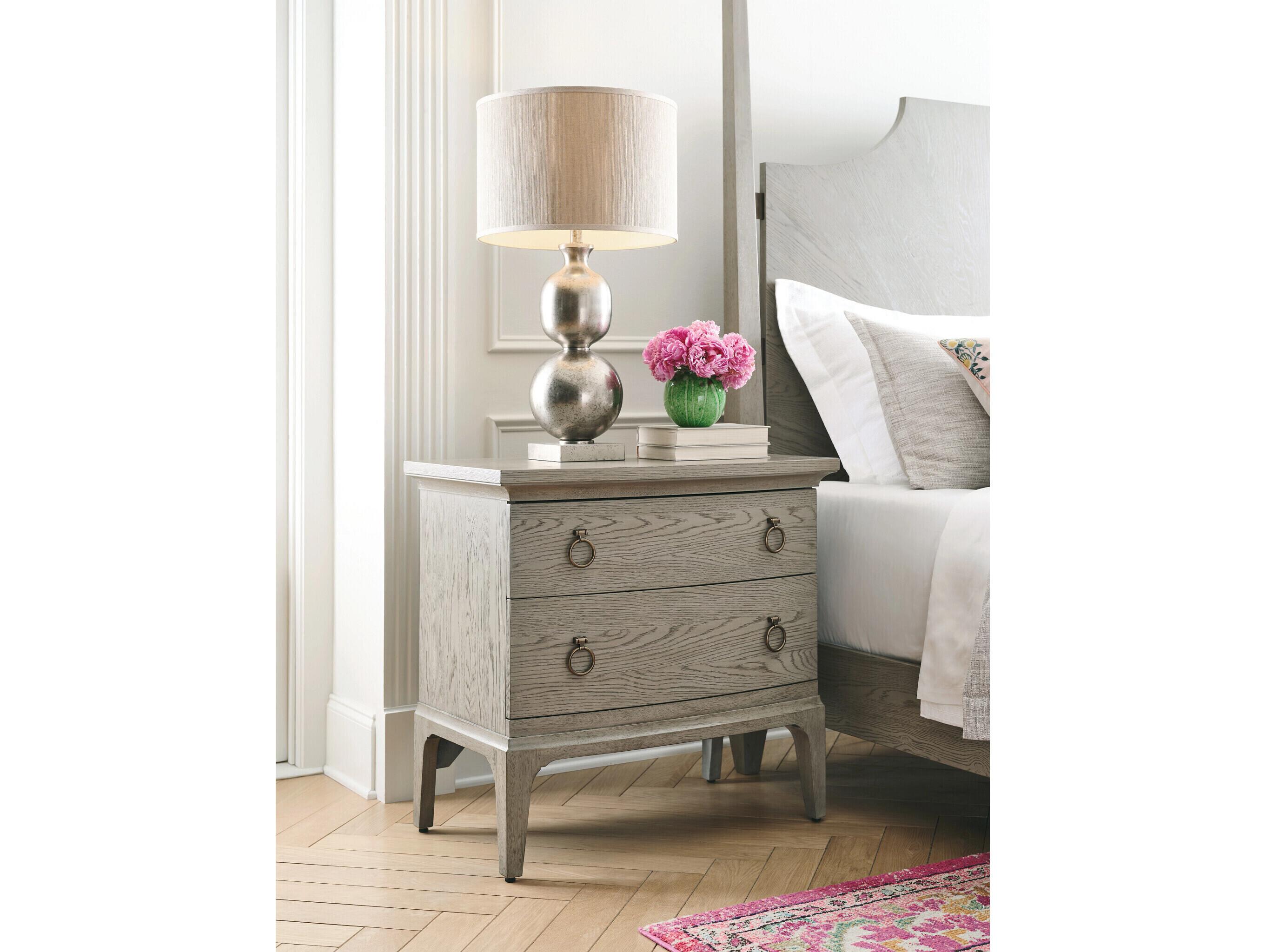 American Drew Milan 2-Drawers Oak Wood Nightstand