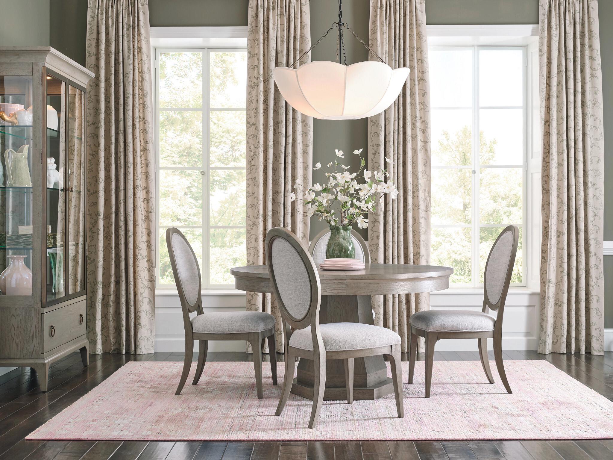 American Drew Milan Oak Wood Upholstered Armless Dining Chair