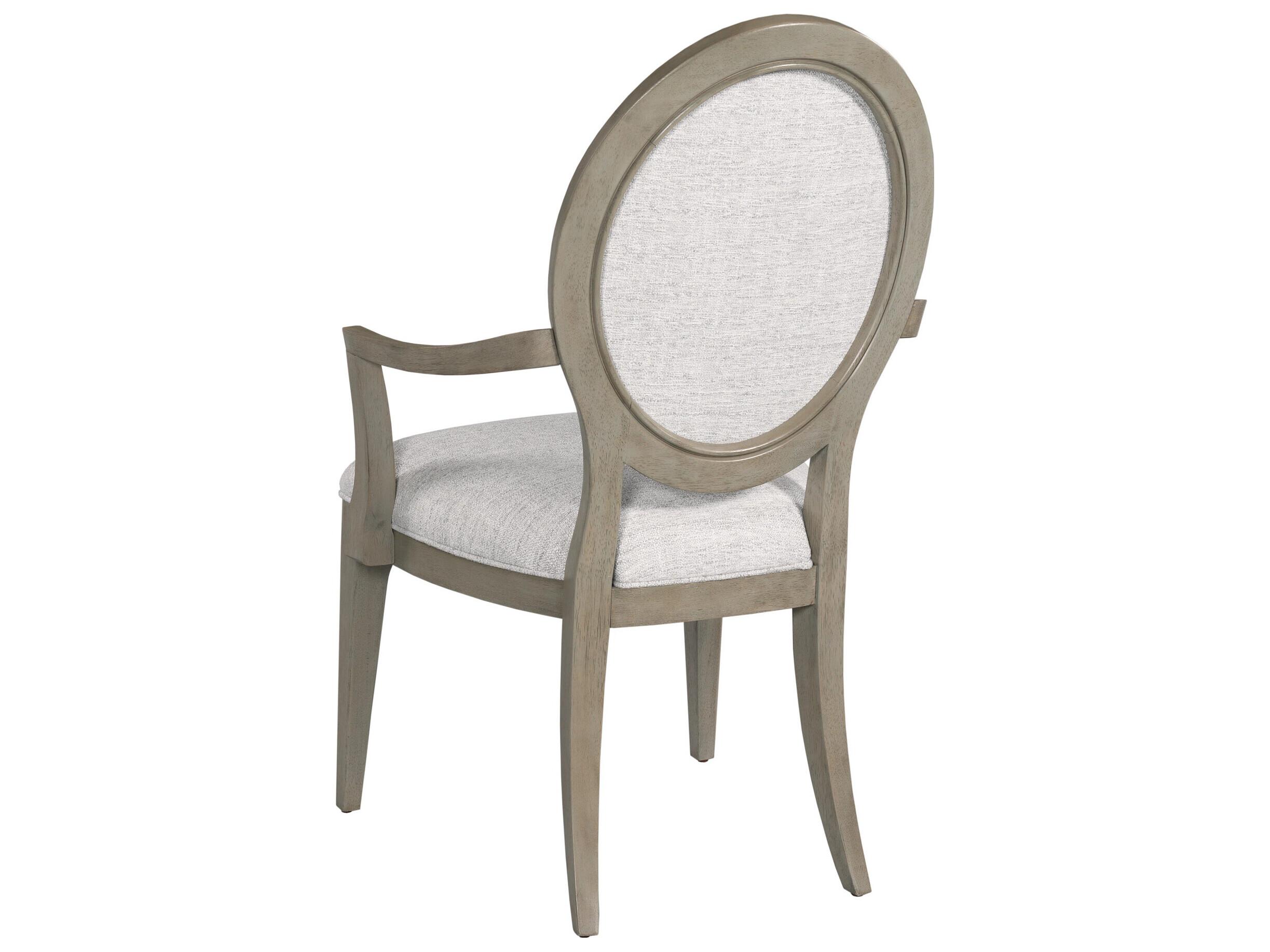 American Drew Milan Oak Wood Upholstered Arm Dining Chair