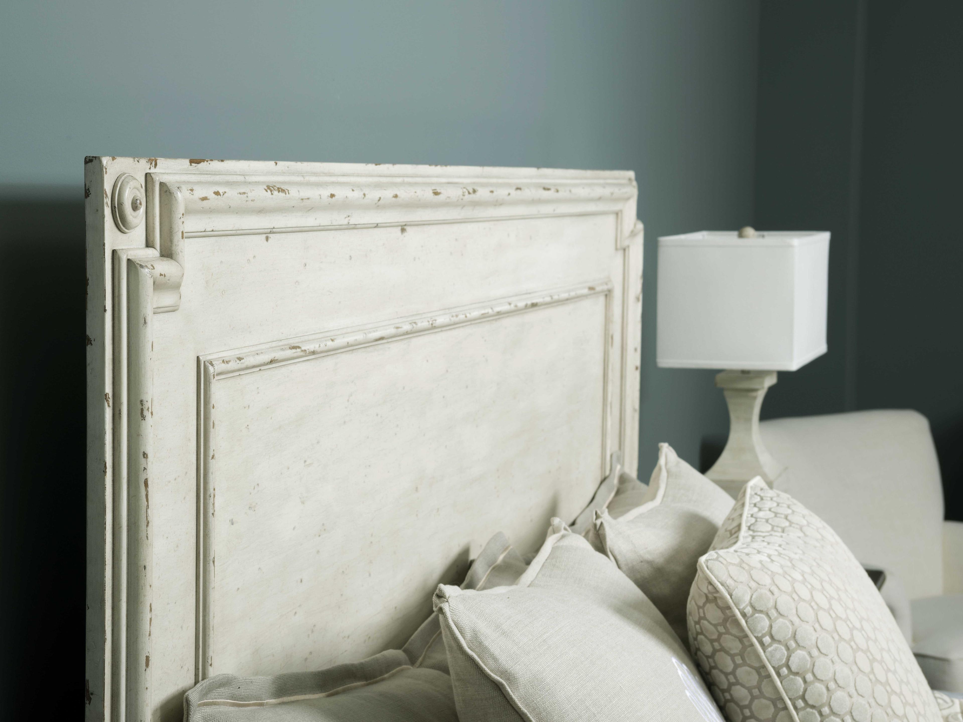 American Drew Southbury White Parchment Oak Wood Queen Panel Bed