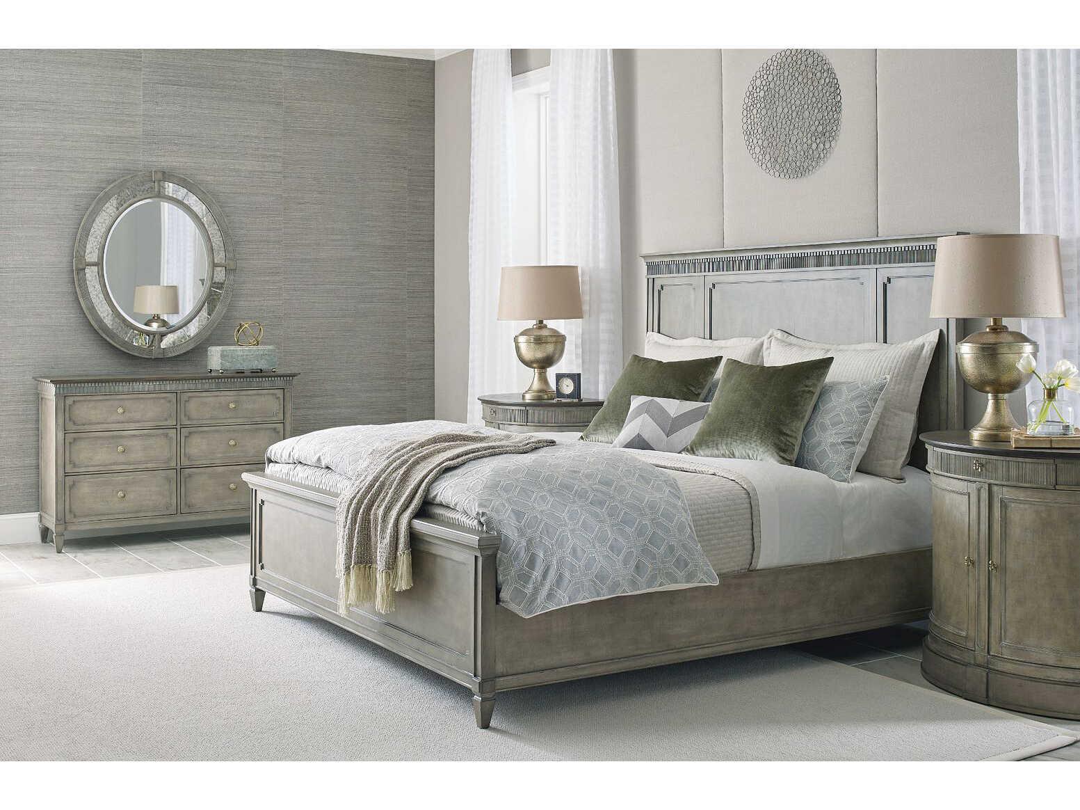 American Drew Savona Katrine Versaille Gray Elm Wood Queen Panel Bed