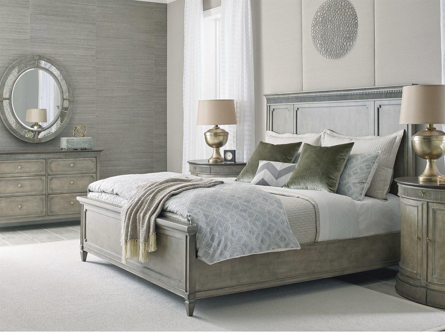 American Drew Savona Katrine Versaille Gray Elm Wood California King Panel Bed