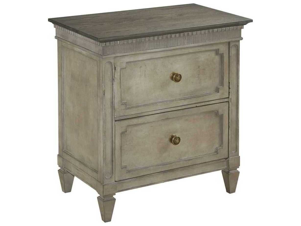American Drew Savona Ax 2-Drawers Gray Elm Wood Nightstand