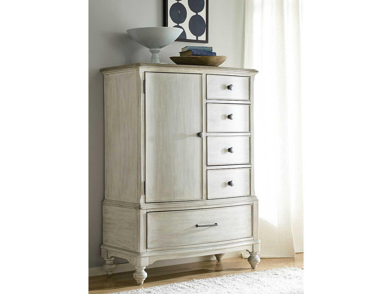 American Drew Litchfield Calvin 5-Drawers Driftwood Sun Washed White Hardwood Accent Chest