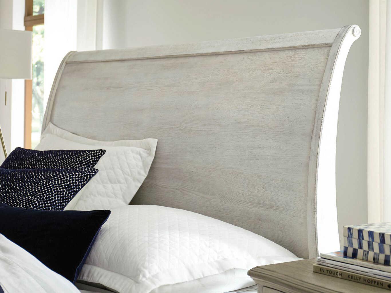 American Drew Litchfield Hanover Sun Washed White Hardwood Wood King Sleigh Bed