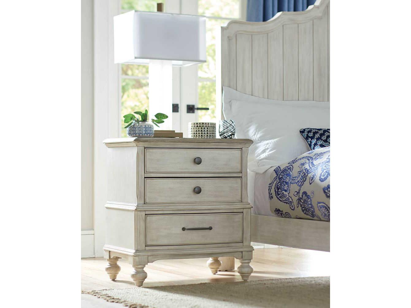 American Drew Litchfield Moray 3-Drawers Beige Hardwood Nightstand