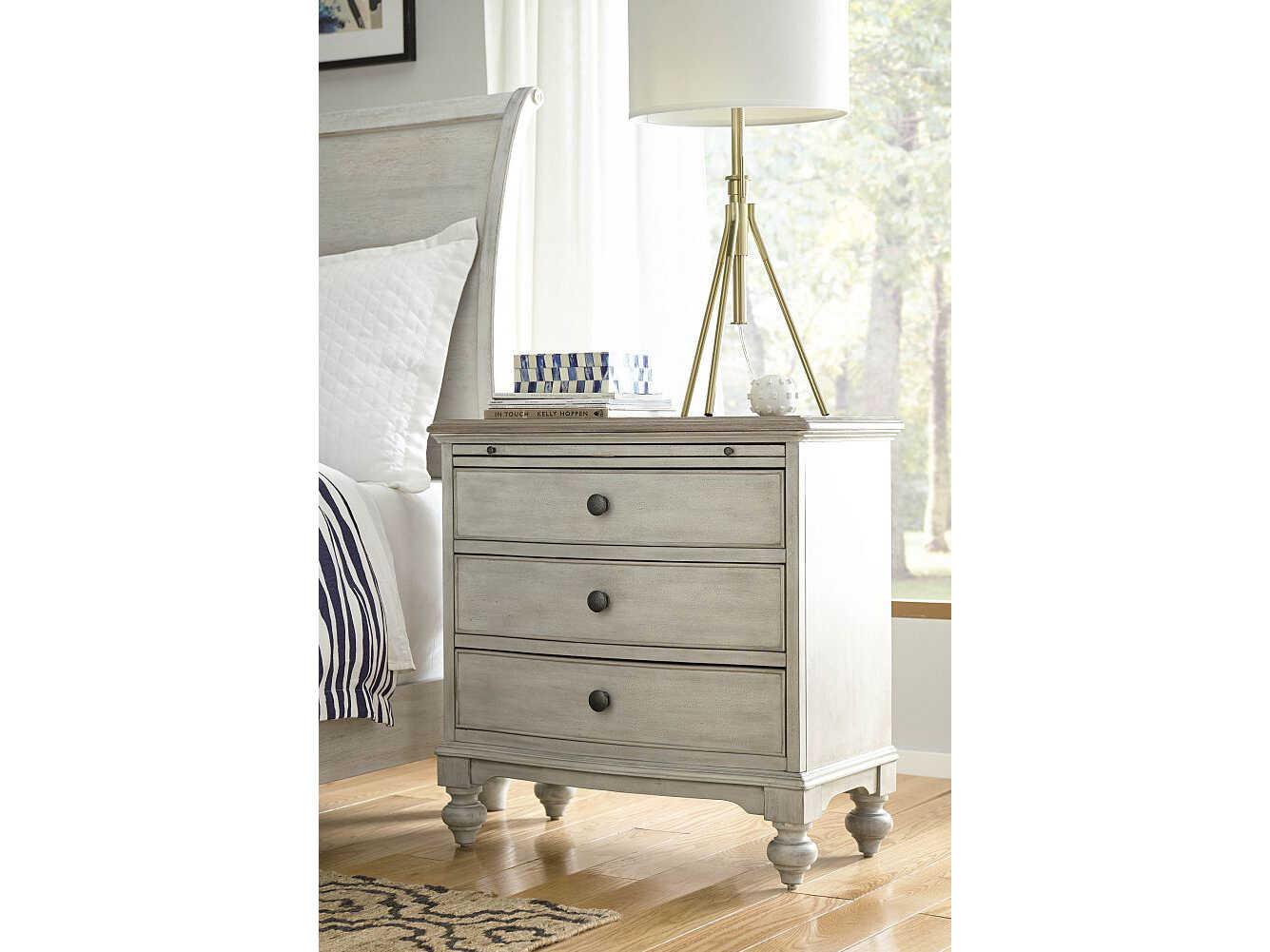 American Drew Litchfield Elgin 3-Drawers Beige Hardwood Chest Nightstand
