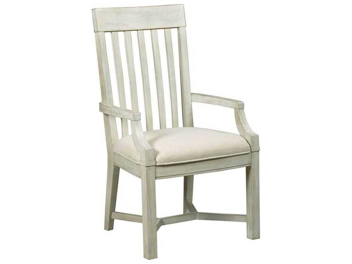 American Drew Litchfield James Hardwood White Upholstered Arm Dining Chair