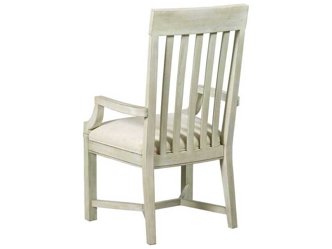 American Drew Litchfield James Hardwood White Upholstered Arm Dining Chair