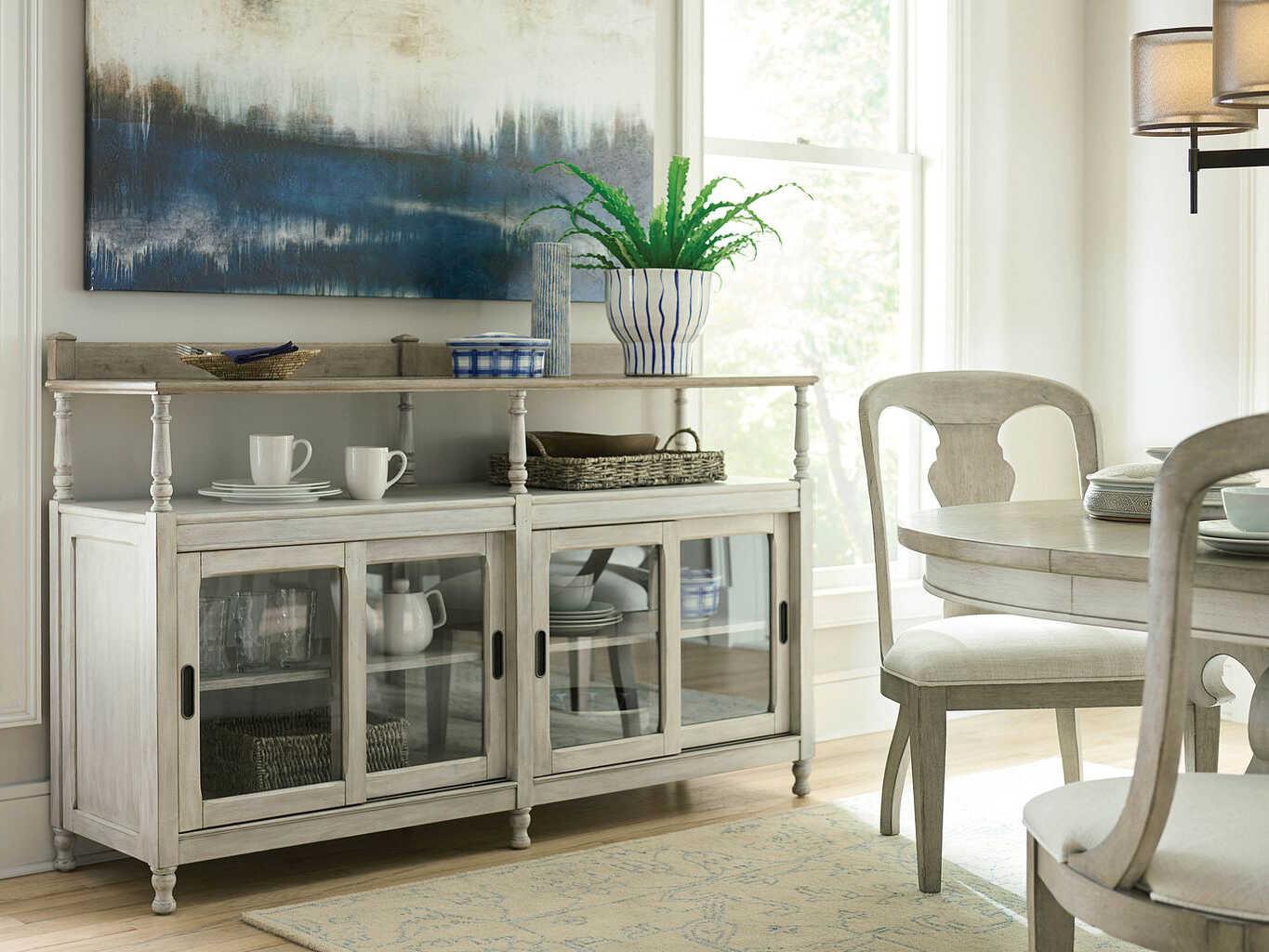 American Drew Litchfield Dorset 68" Hardwood Driftwood Sun Washed Credenza Sideboard