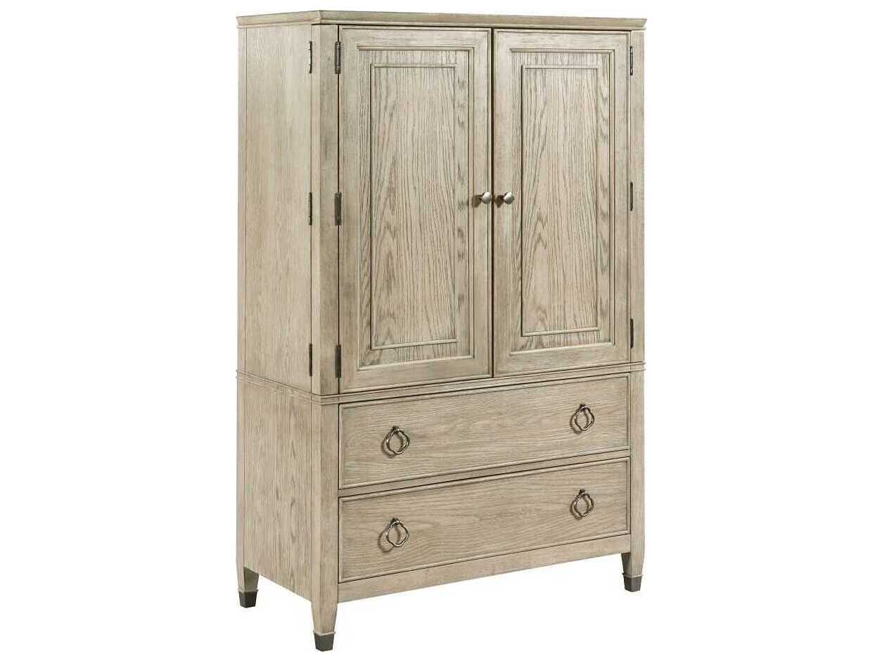 American Drew Vista Easton Oyster Brown Hardwood Wardrobe Armoire