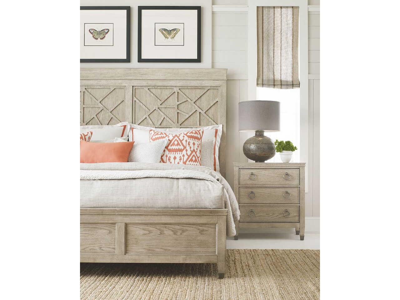 American Drew Vista Prescott 3-Drawers Brown Oak Wood Nightstand