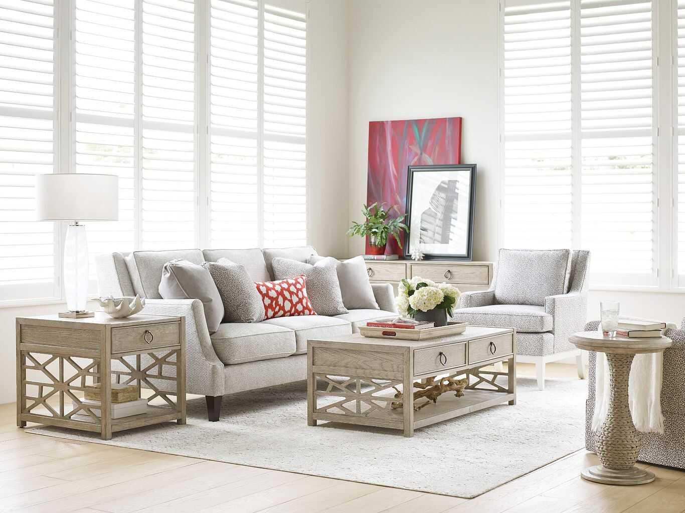 American Drew Vista Biscayne Rectangular Wood Oyster Coffee Table