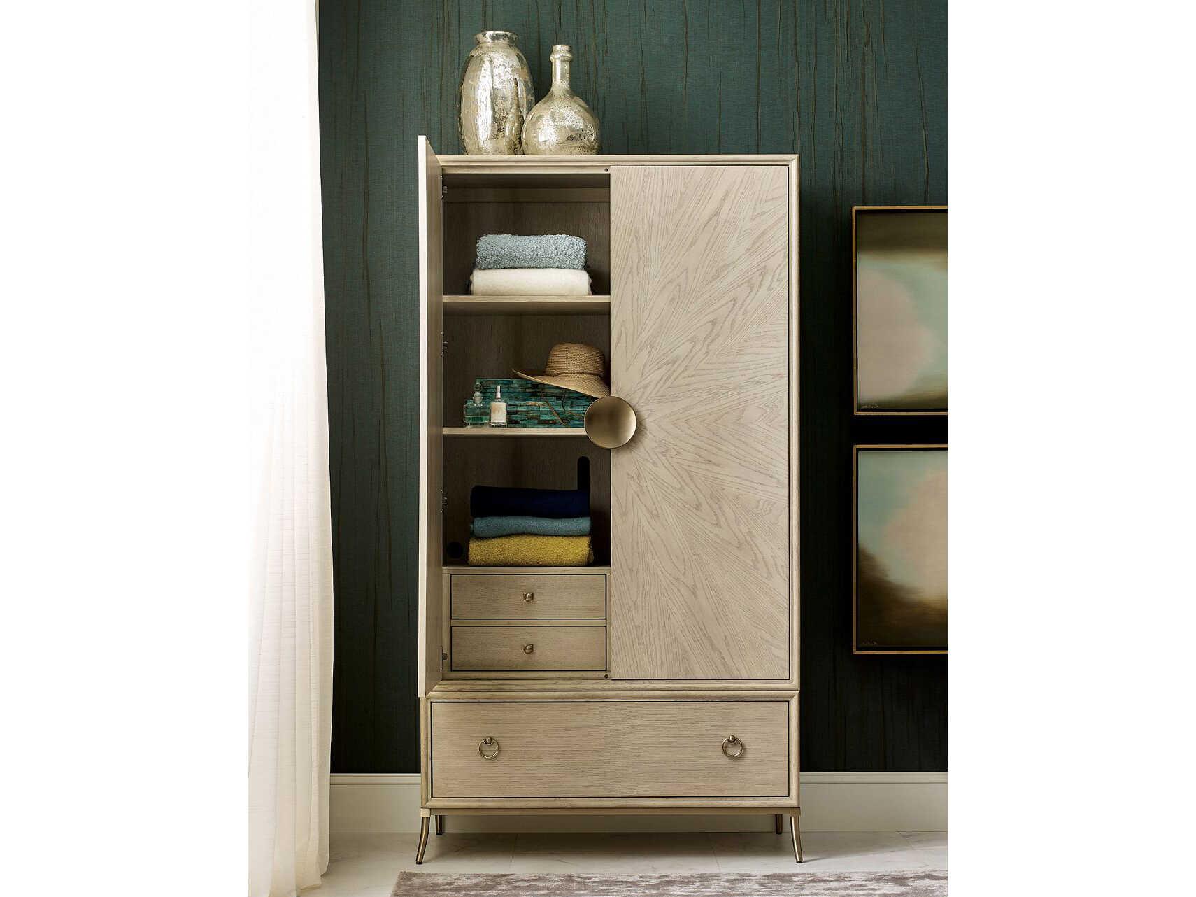 American Drew Lenox Astral Alabaster Brown Hardwood Wardrobe Armoire