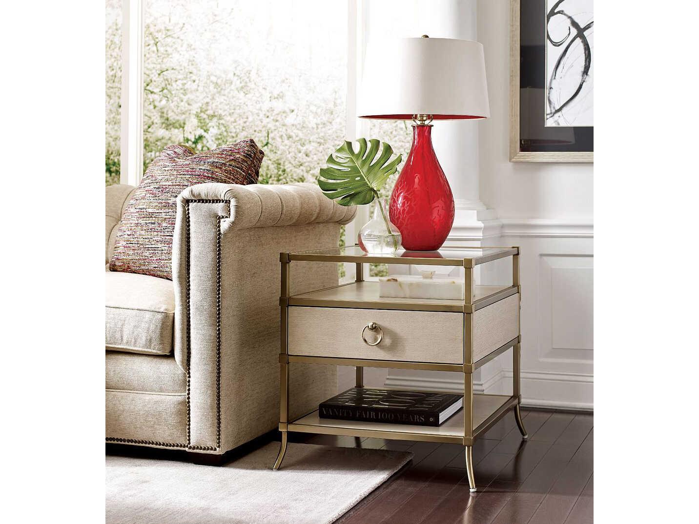 American Drew Lenox Capri Rectangular Glass Alabaster End Table