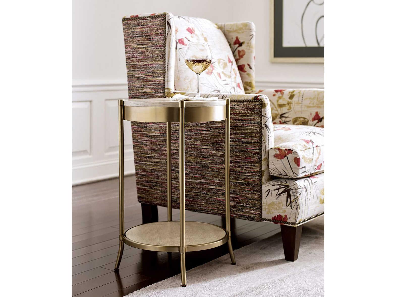 American Drew Lenox Lenox Round Wood Alabaster End Table