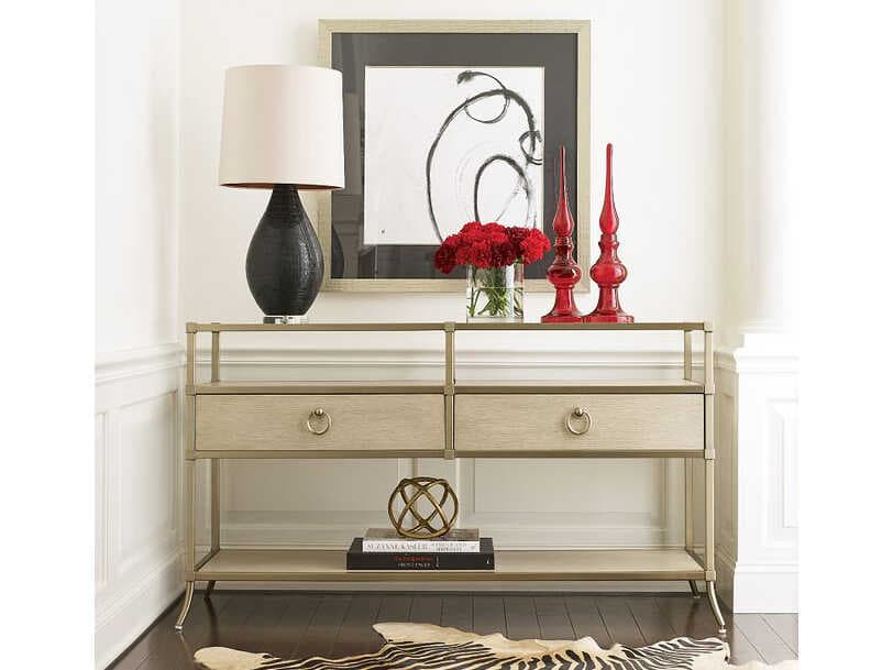 American Drew Lenox Capri Rectangular Glass Alabaster Console Table