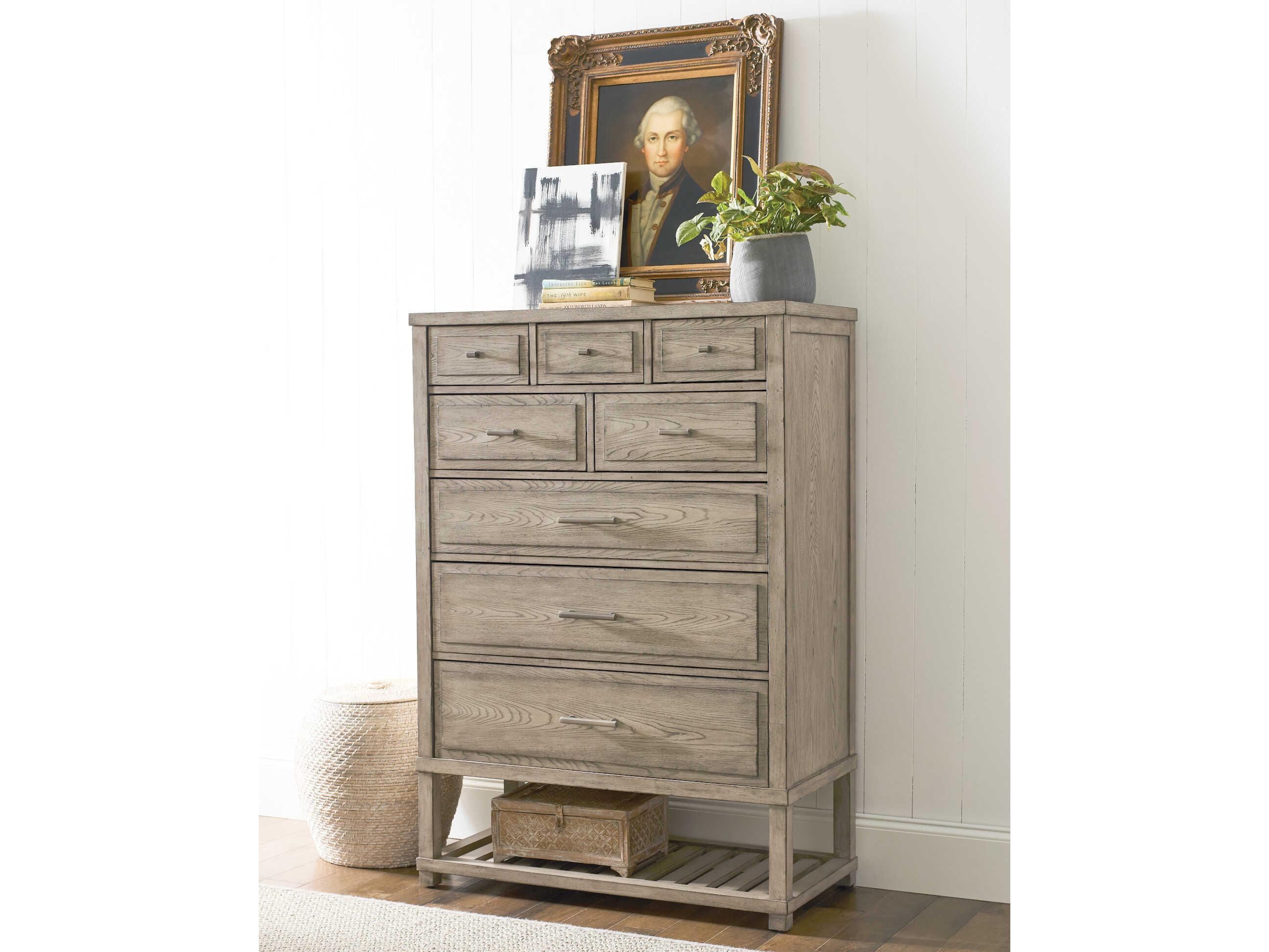American Drew West Fork Greer Aged Taupe Brown Elm Wood Accent Chest