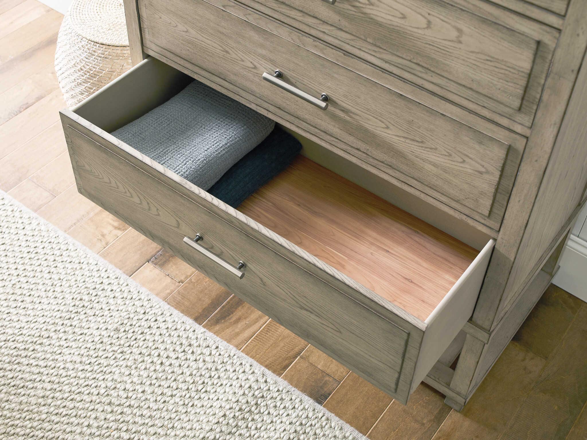 American Drew West Fork Greer Aged Taupe Brown Elm Wood Accent Chest